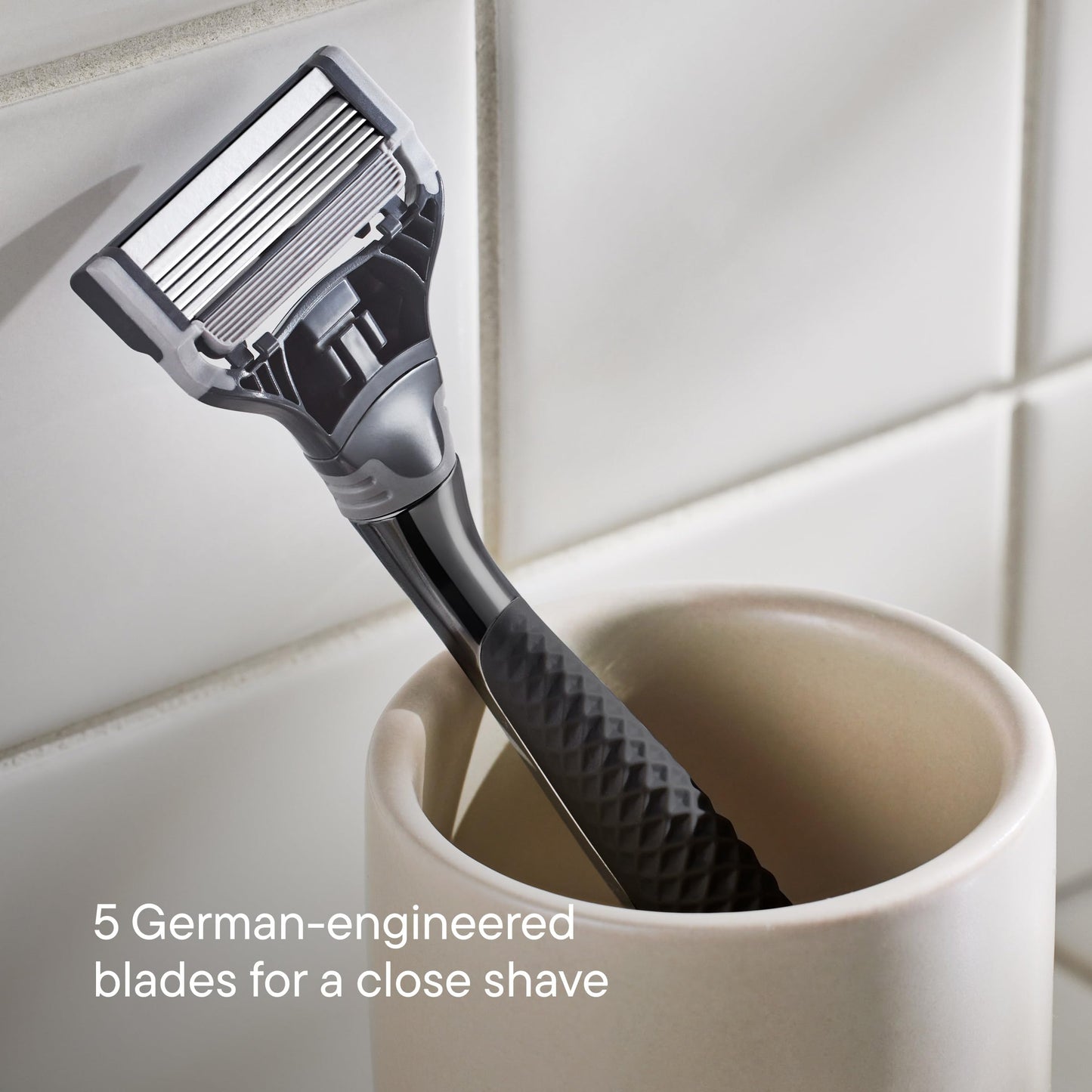 Harry's Original Shave Gift Set for Men - Black Metallic Handle + 3 Razor Blade Cartridges + Travel Blade Cover + 1 Foaming Shave Gel - German Beauty and Personal Care Harry's
