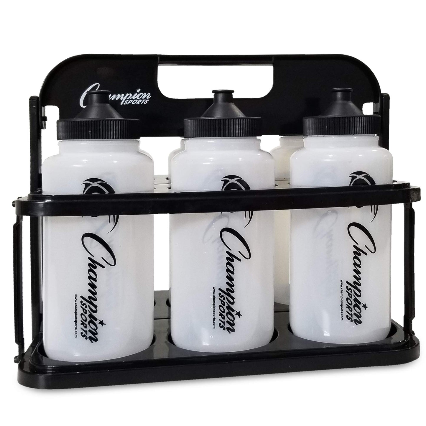 Champion Sports Plastic Water Bottle Set, Quart, Black