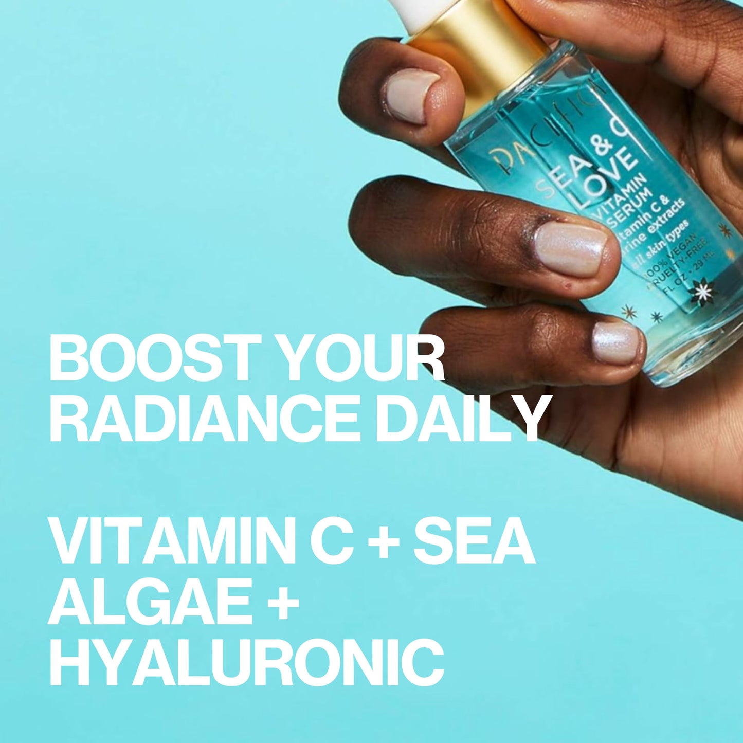 Pacifica Beauty Sea and C Love Vitamin C Serum, Skincare, Hyaluronic Acid, Green Tea, Marine Extracts, Blue Light Protection, Brightening
