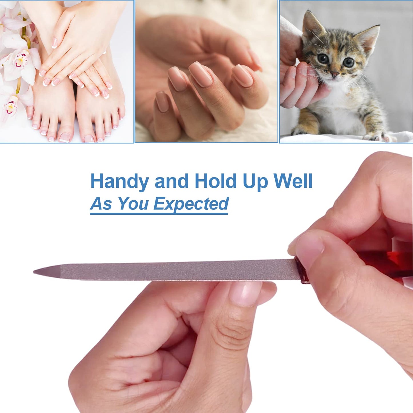 Metal Nail File (6 Pcs), Nail Files for Natural Nails Made of Stainless Steel, Sword Fingernail Files with Sharp Pointed Tip Non Slip Handle, Diamond Beauty and Personal Care GigaGround