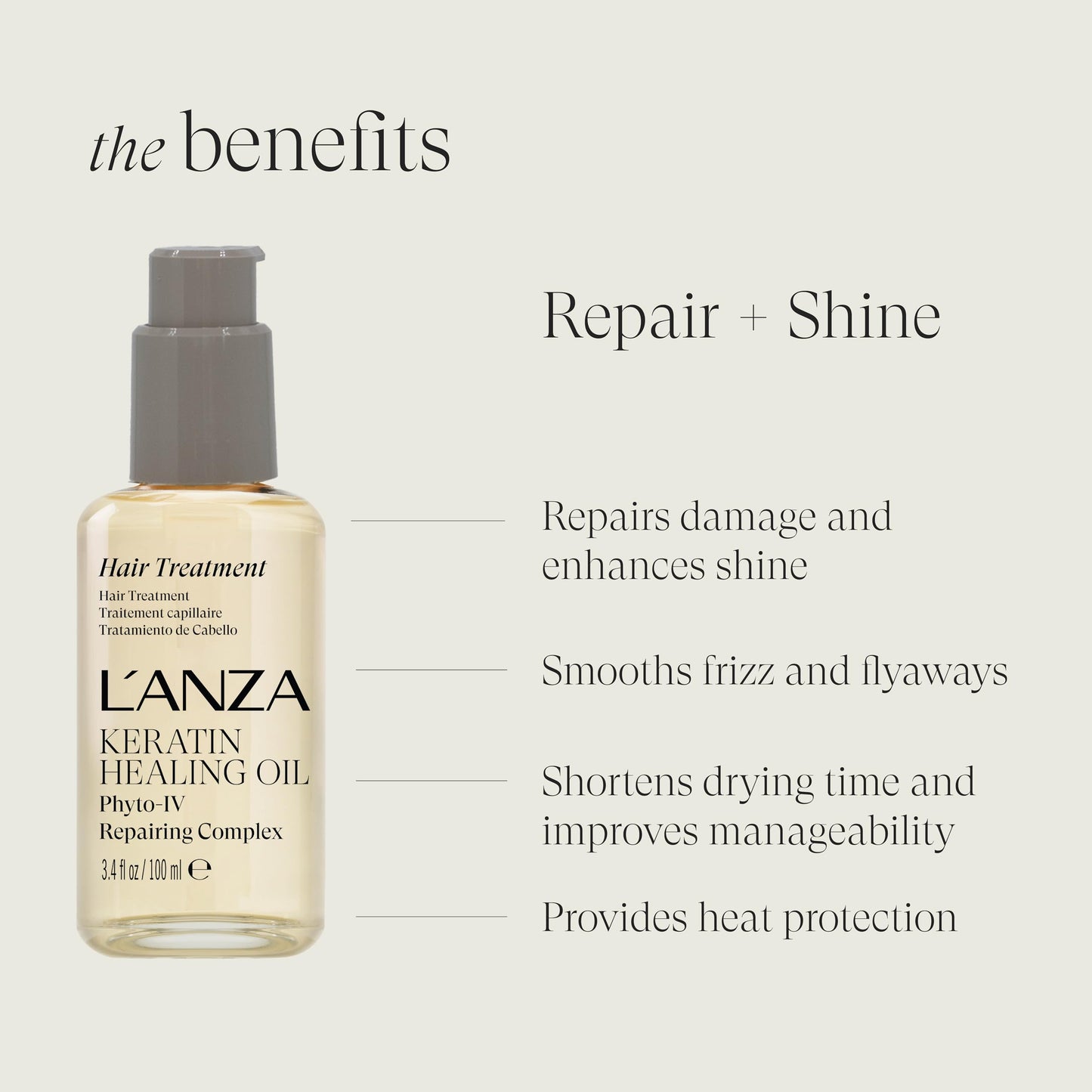 L'ANZA Keratin Healing Oil Hair Treatment, Shampoo & Conditioner Set, for Dry Damaged Locks, Moisturizing, Detangles, Reduces Breakage, Adds Shine