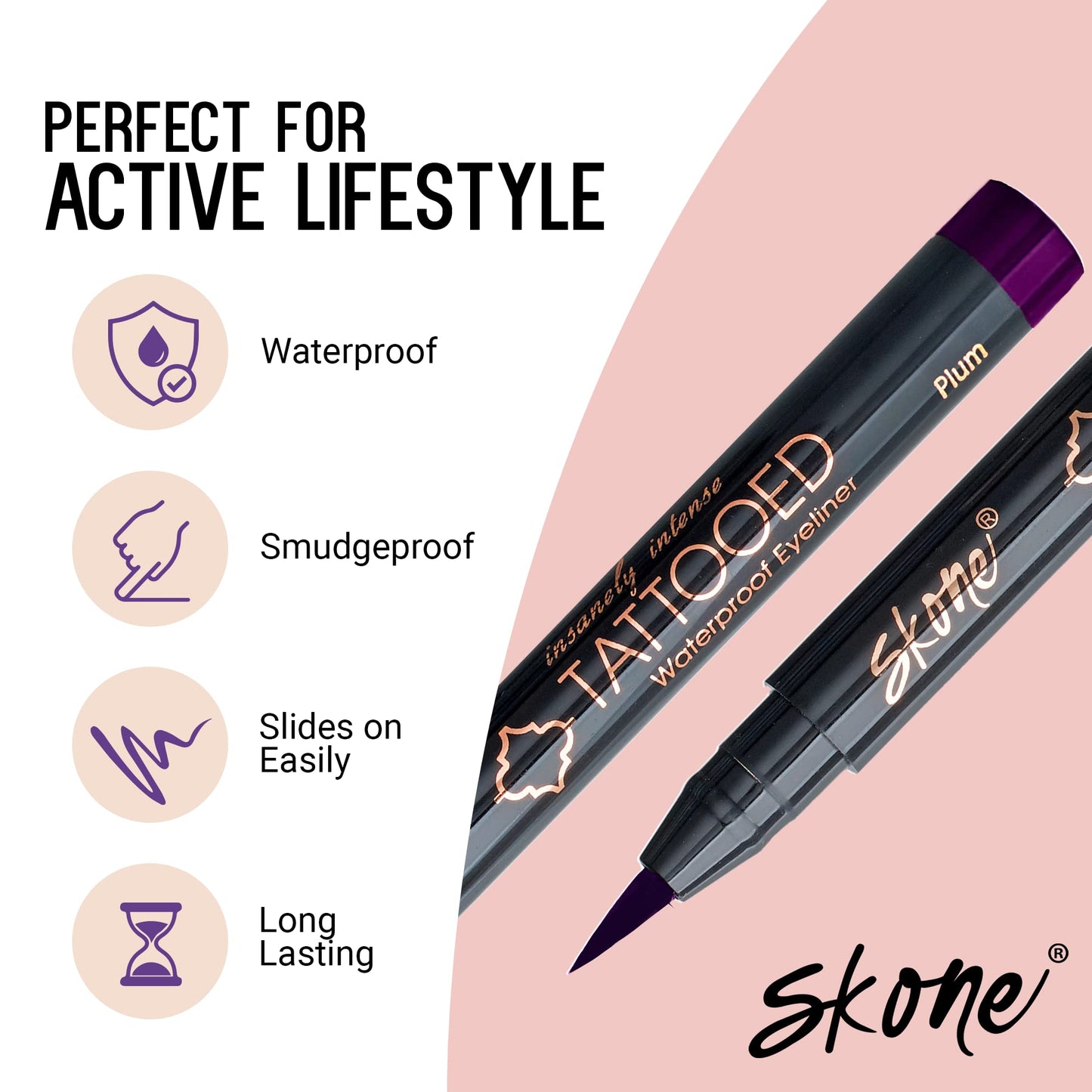 Skone Cosmetics Insanely Intense Tattooed Eyeliner Pen - Waterproof Liquid Eyeliner, Long Lasting, Sweat Proof, Smudge Proof Felt Tip Liquid Eyeliner…