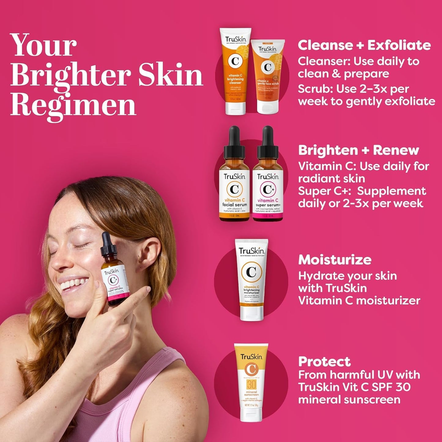 TruSkin Vitamin C Super Serum for Face - Five Skin Benefits in One Serum with Vitamin C, Retinol, Niacinamide, Hyaluronic Acid & Squalane - Brighten Beauty and Personal Care TruSkin