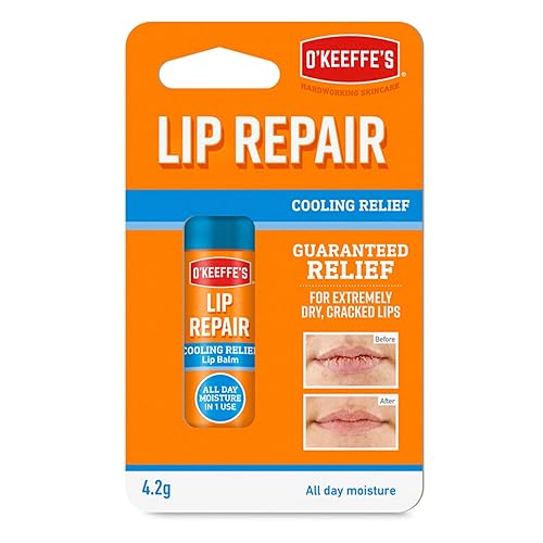 O'Keeffe's Cooling Relief Lip Repair Lip Balm for Dry, Cracked Lips, Stick,, (Pack of 1)