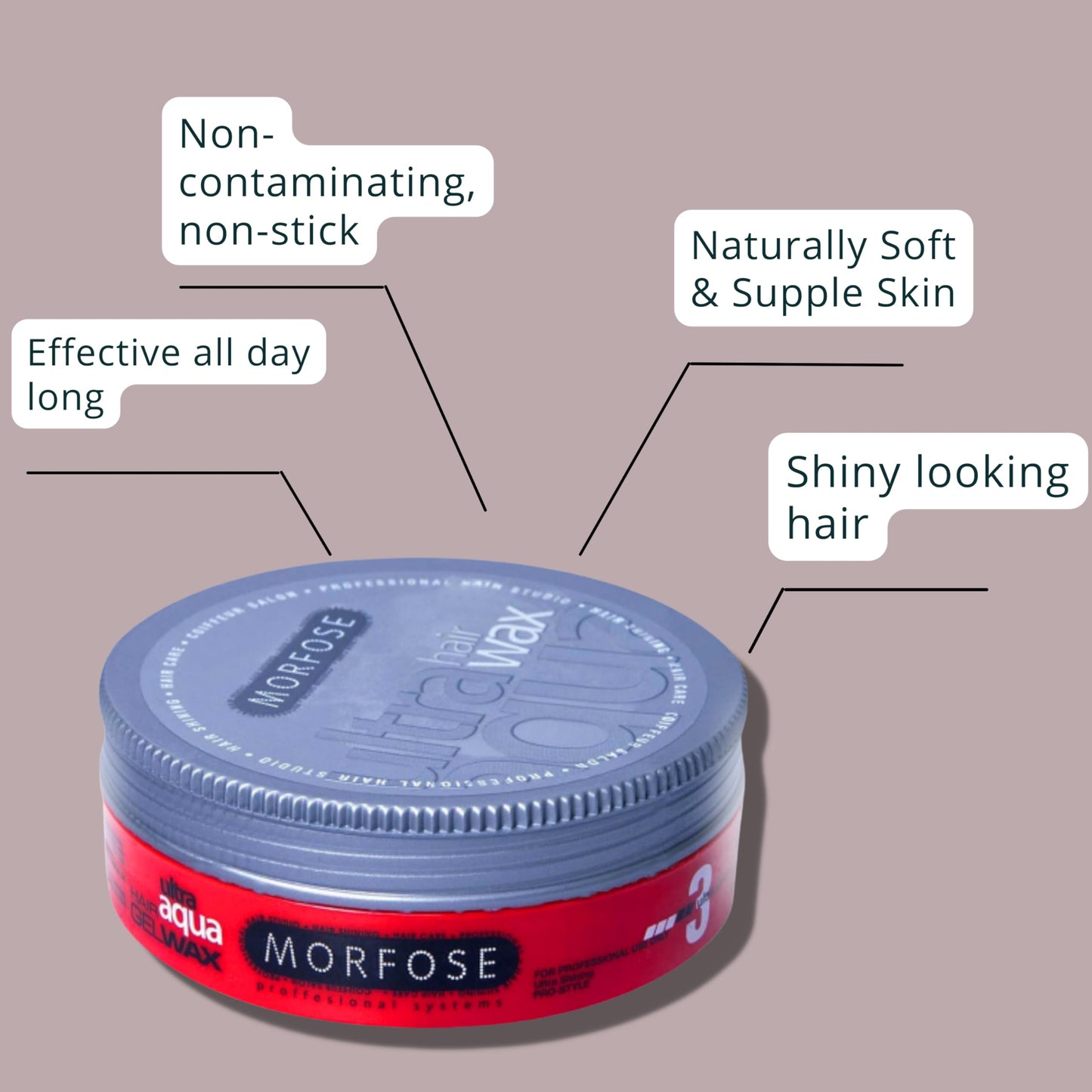 Morfose Ultra Aqua Hair Gel Wax with Shiny and Strong Flexible 3 Hold, Manage Flyaways, Braids, and Curls, Hair Styling for Women and Men, Strawberry