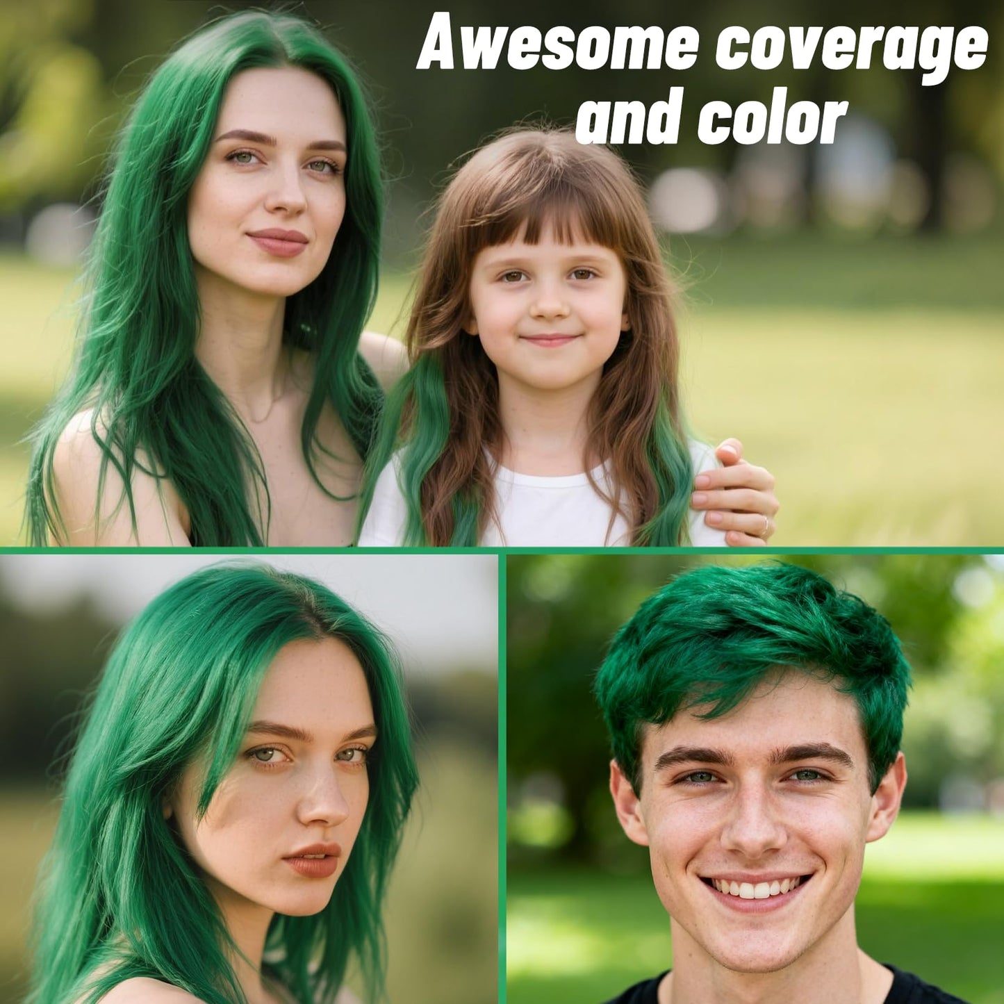 Green Hair Spray, Seaboll Temporary Hair Color Spray for Kids Women Men-4.06 oz- Safe Non Sticky Washable One Day Hair Dye Spray,Disposable