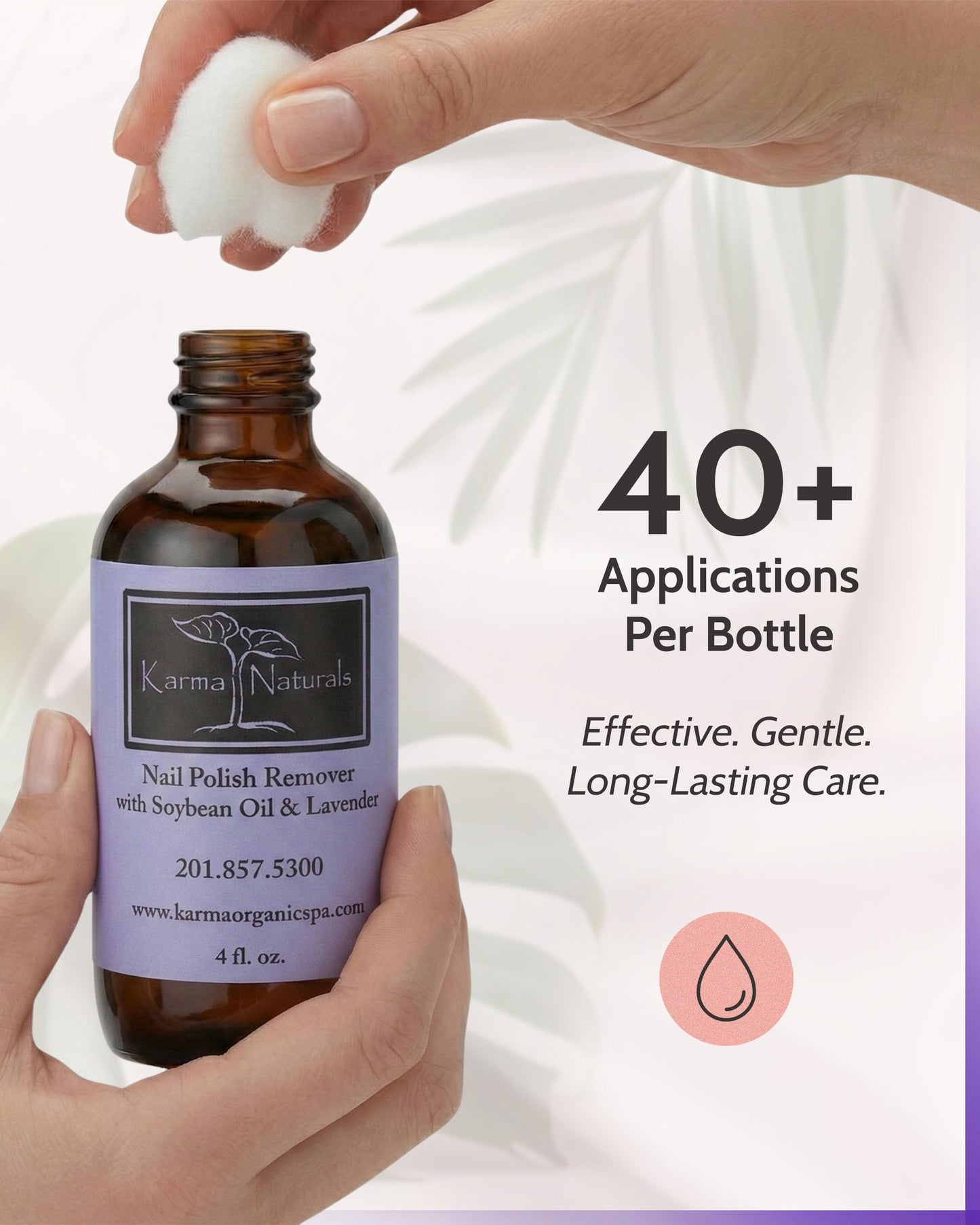 Acetone Free Nail Polish Remover with Soybean Oil & Lavender Oil - Vegan, Non-Toxic Nail Polish Remover for Nails Non Drying Liquid, 4 fl oz by Karma Beauty & Personal Care karma organic