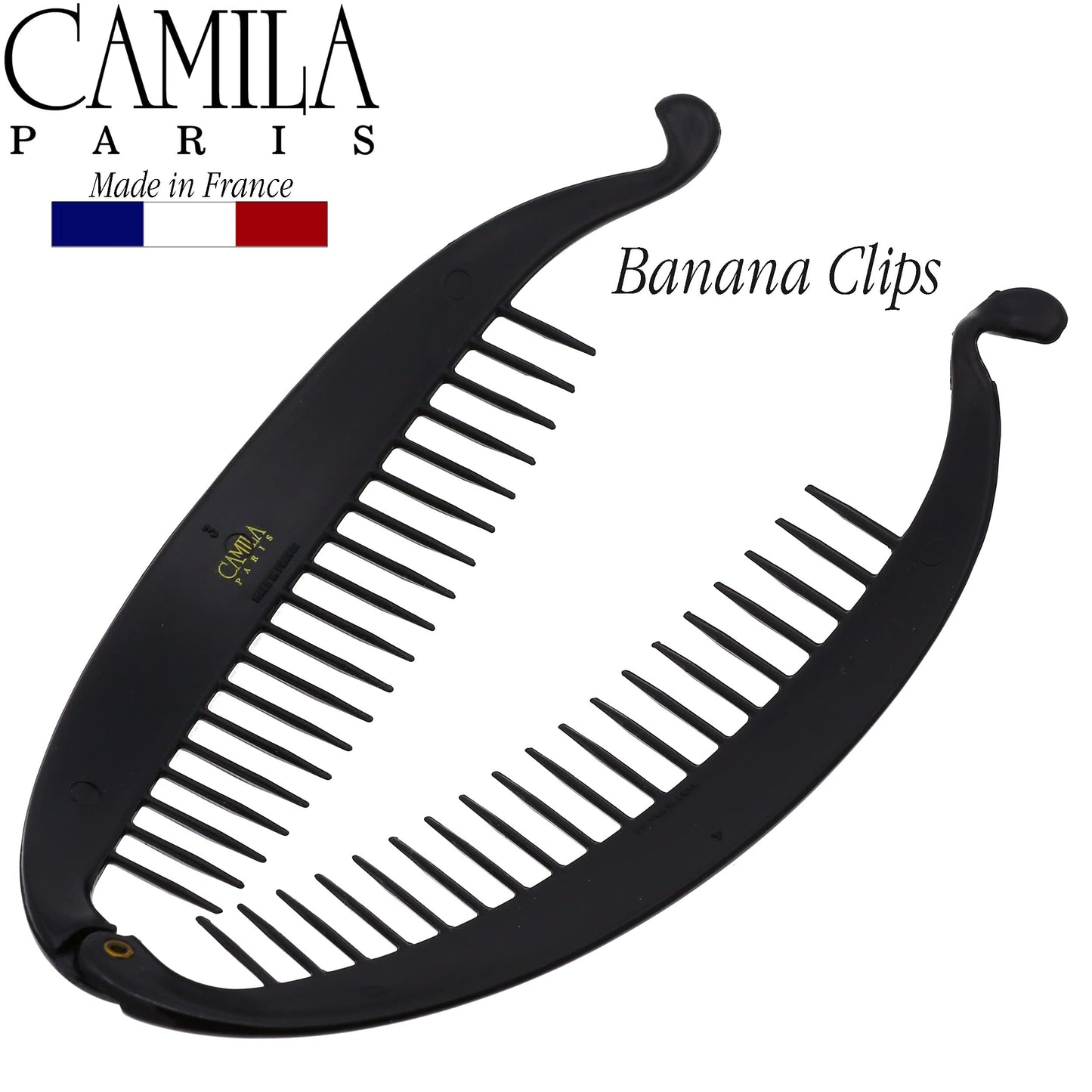 Camila Paris NV135 French Extra Large Banana Clip Hair Comb, Classic Banana Clips Hair for Thick Hair Ponytail Holder Interlocking Styling Clips