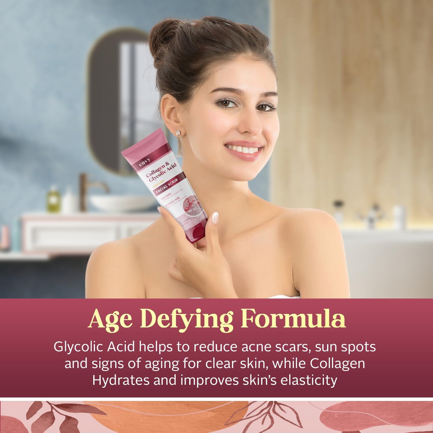 Envy Collagen & Glycolic Acid Face Scrub - Anti-Aging, Softening & Dark Spot Improving Exfoliating Scrub - Dermatologist Tested, Clean Beauty for All