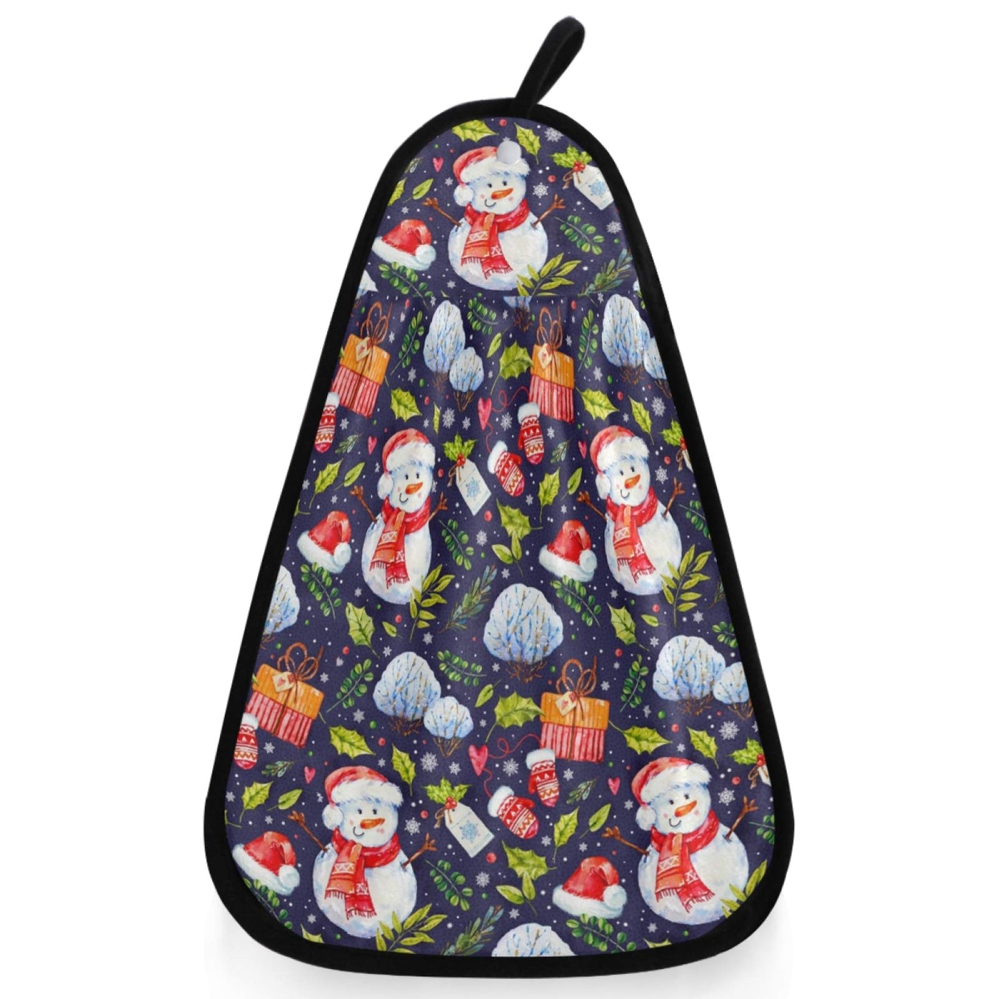 visesunny Merry Christmas Snowman Hand Towel for Kitchen Bathroom Decor Soft Absorbent Cotton Dish Towel with Hanging Loop Botton Cleaning and Drying…