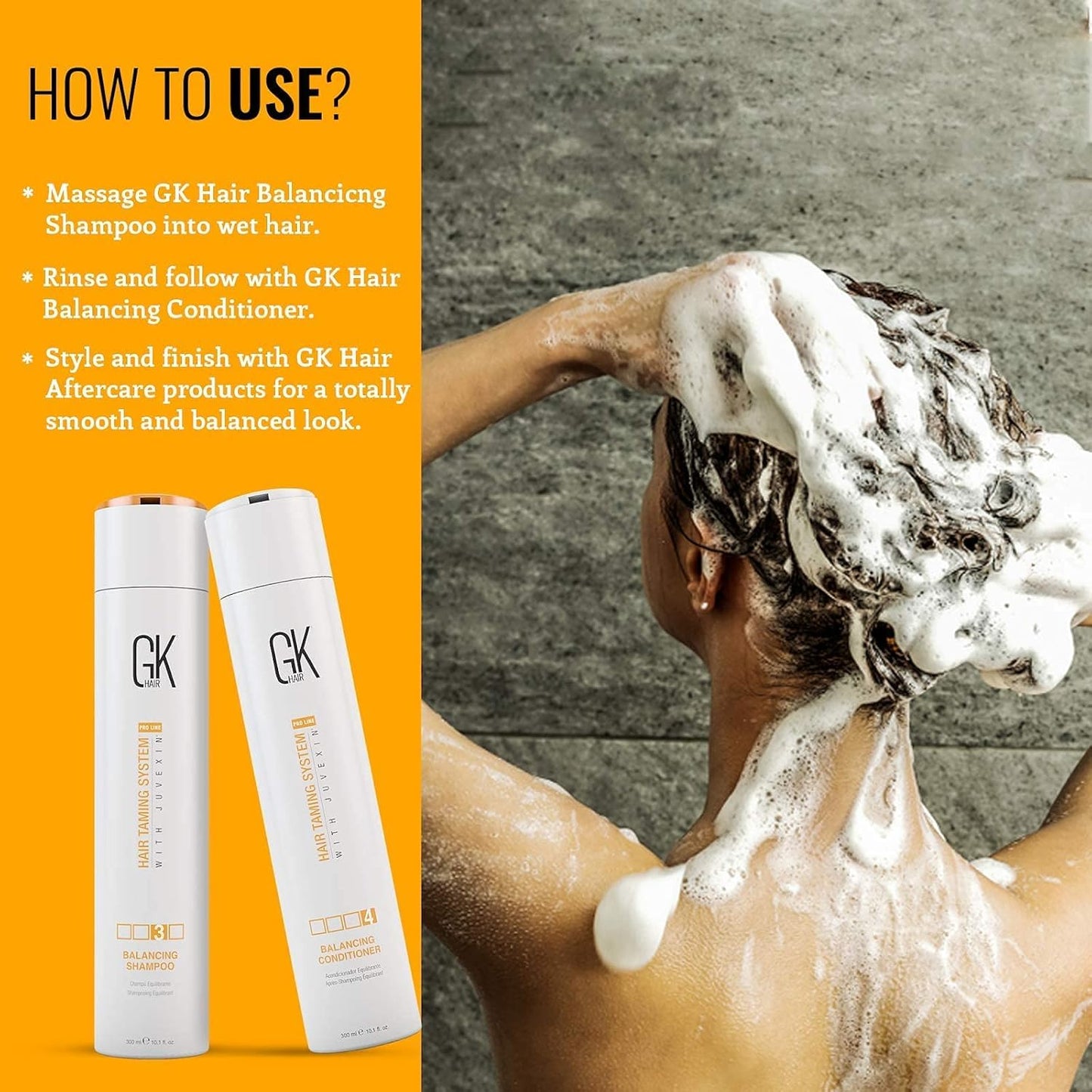 GK HAIR Balancing Shampoo and Conditioner Duo (300ml) Set with Silver Bombshell Shampoo (280ml) - Hair Care Kit for Blonde Toning, Hydration