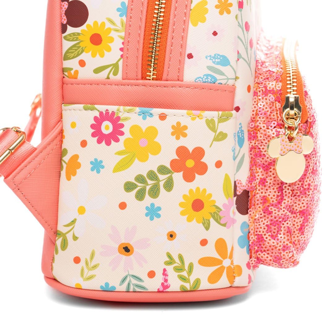 Loungefly Disney Minnie Mouse Springtime Sequins Womens Backpack