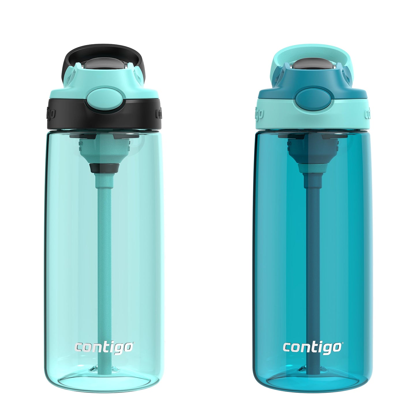 Contigo Aubrey Kids Water Bottle, 2-Pack, 20oz, Jade/Licorice & Juniper/Jade, Spill-Proof Lid, Dishwasher Safe, BPA Free