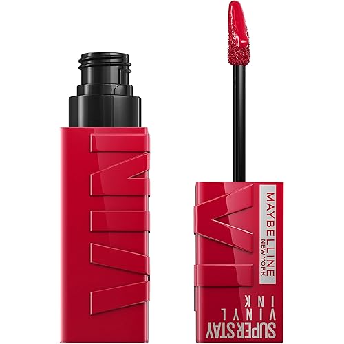 Maybelline Super Stay Vinyl Ink Longwear No-Budge Liquid Lipcolor Makeup, Highly Pigmented Color and Instant Shine, Wicked, Cool Red Lipstick, 0.14 fl