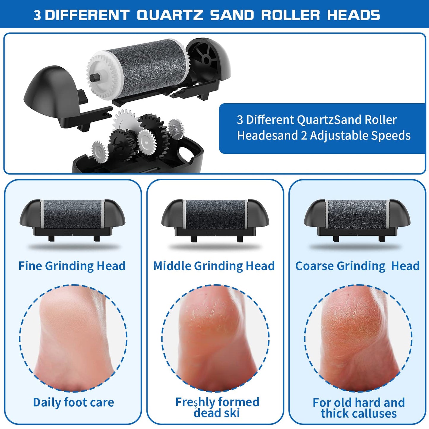 Electric Foot Callus Remover, Rechargeable Portable Electronic Foot File Pedicure Kits, Waterproof Foot Scrubber File, Professional Pedicure Tools