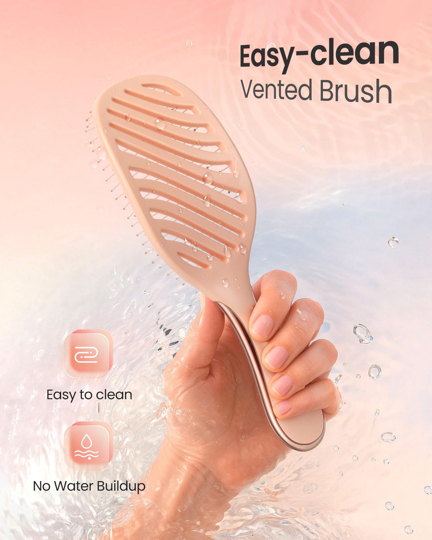AIMIKE Detangling Brush, Wet Dry Vented Detangler Brush w/Soft Bristles, Pain-Free Detangle Hairbrush Loosens Stubborn Tangles, Extra Gentle on Beauty and Personal Care AIMIKE