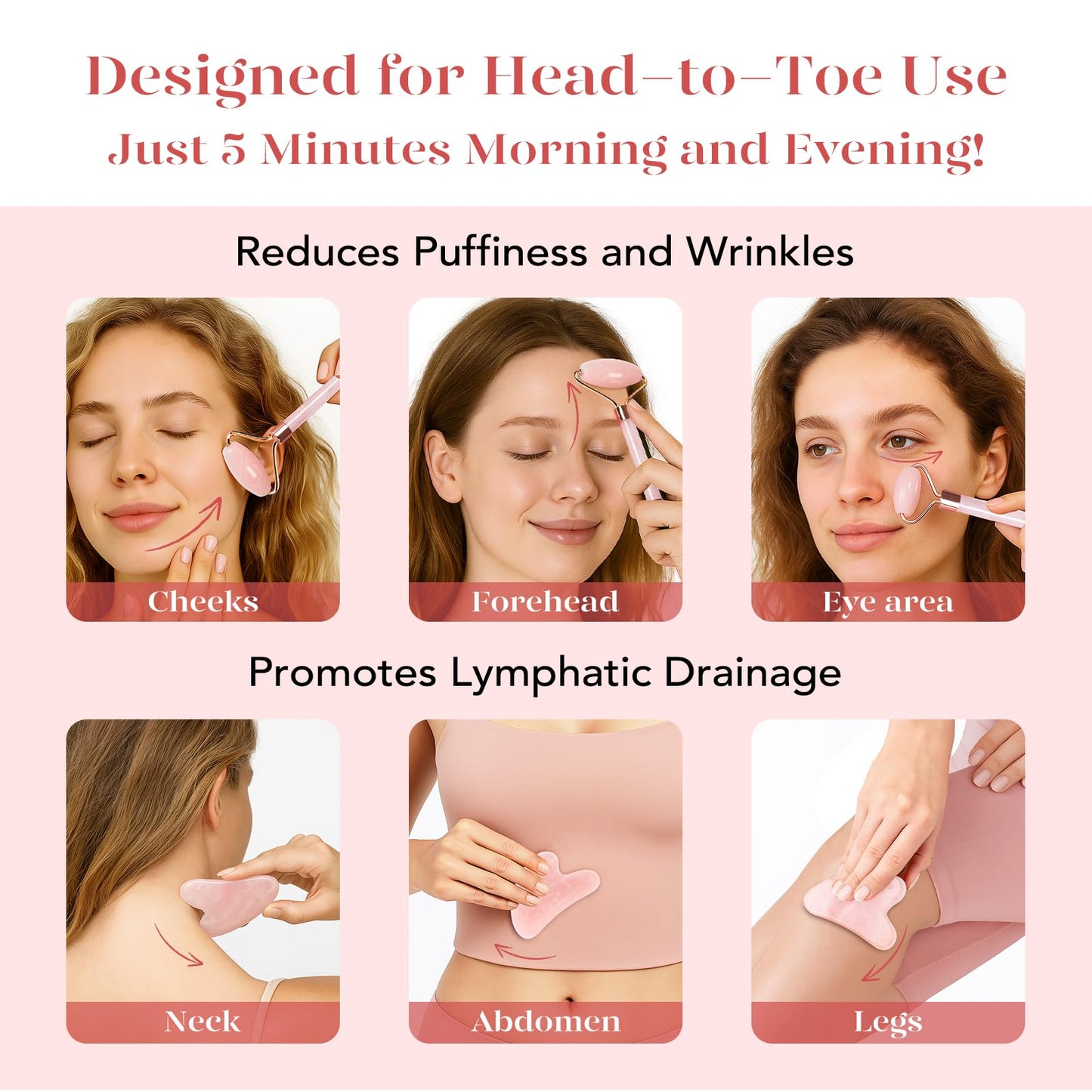 BAIMEI IcyMe Jade Roller & Gua Sha, Face Roller Redness Reducing Skin Care Tools, Self Care for Men Women, Massager for Face, Eyes, Neck, Relieve Fine