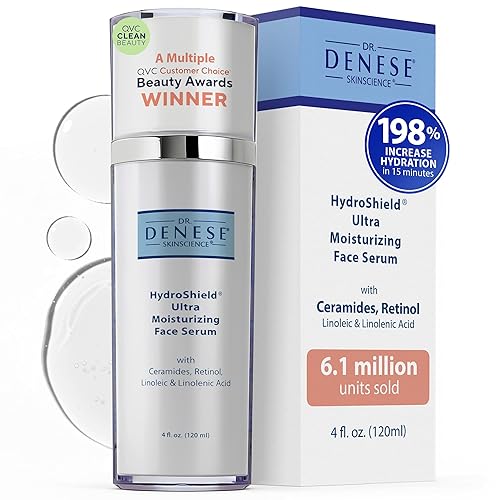 Dr. Denese SkinScience HydroShield Ultra Moisturizing Face Serum 4 oz - Retinol & Ceramide Formula for Deep Moisture, Smooth Radiant Skin, Fine Line