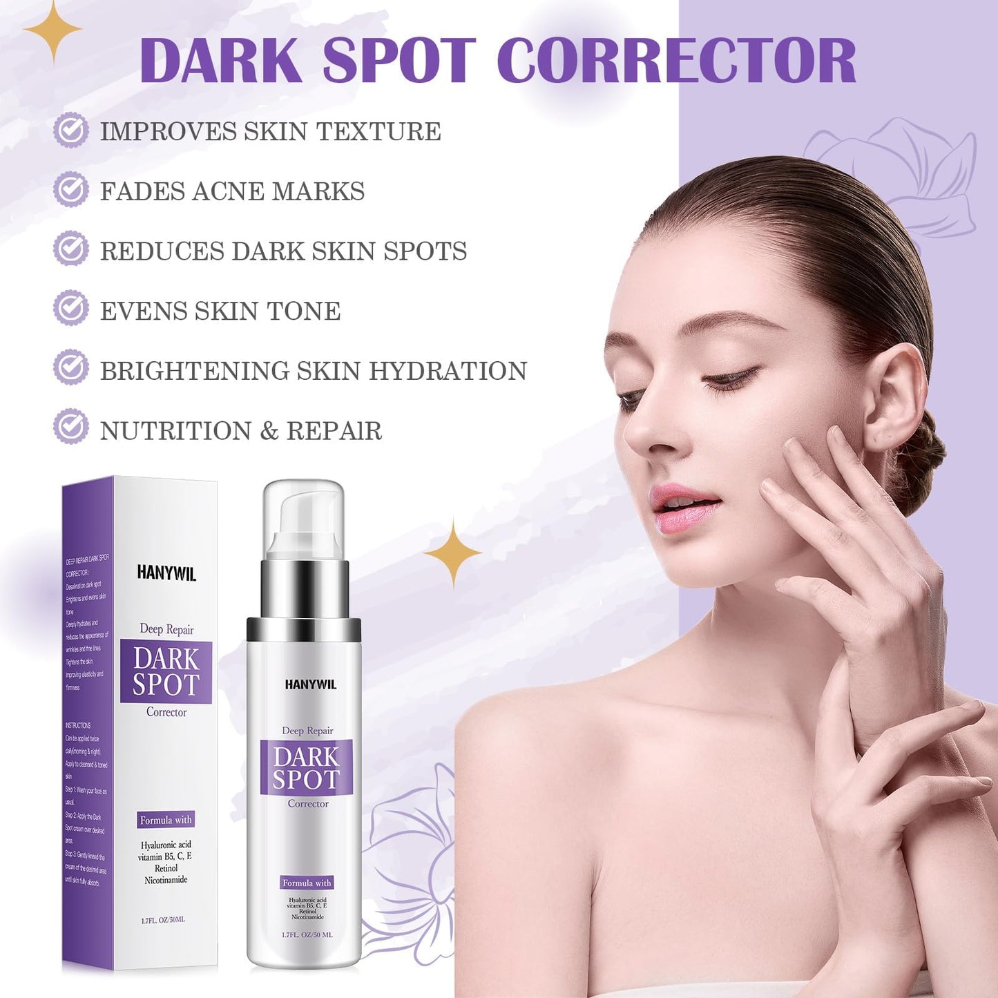 HANYWIL Dark Spot Remover for Face & Body Serum - 2% Retinol + 5% Niacinamide + Vitamin C for Face & Body, Melasma & Hyperpigmentation
