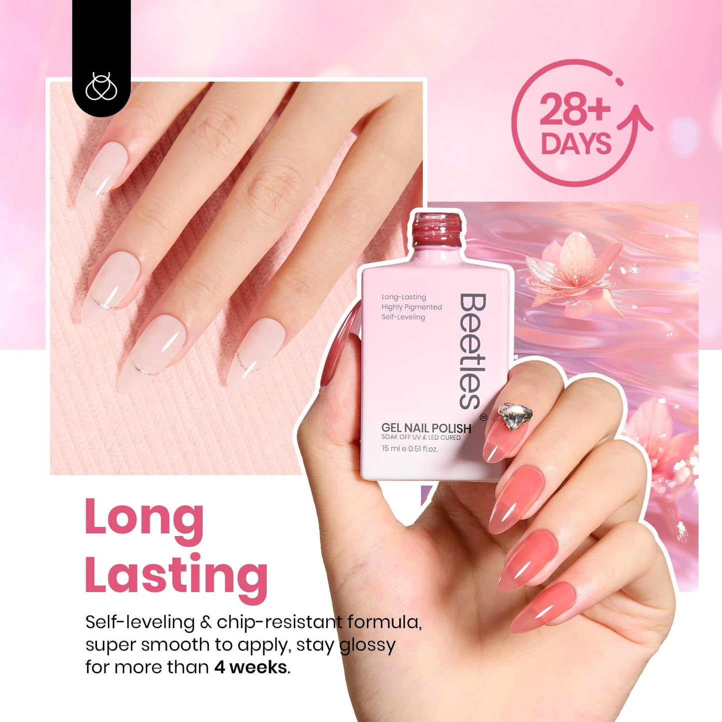 Beetles Nude Gel Polish Set - 6 Colors HEMA-Free Summer 15ML Full Size Jelly Gel Polish Neutral Nude Pink Milky White Sheer Translucent Effect Full Beauty and Personal Care beetles Gel Polish