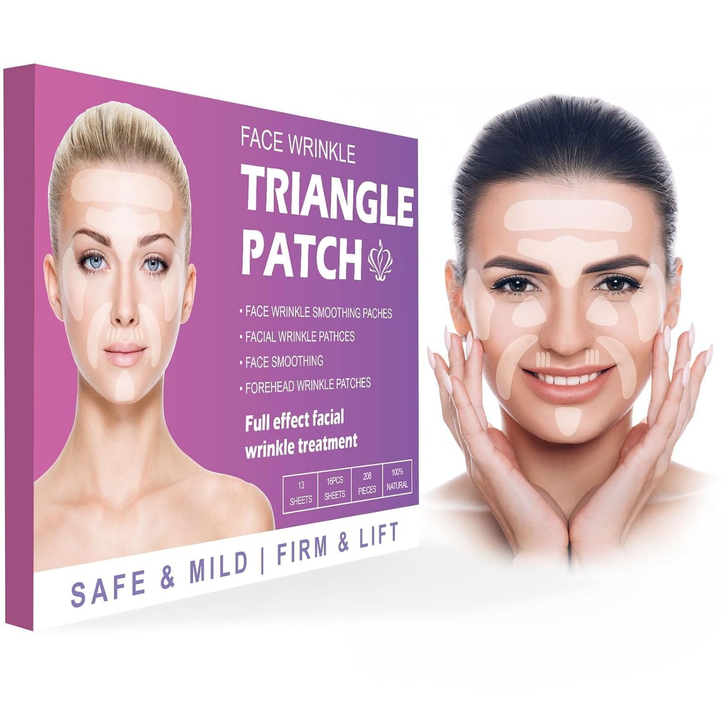 WENLIHAOBO Wrinkle Patches 208 Count,Face Patches for Forehead, Frown Lines, Smile Lines & Around Mouth, Overnight Pads for Fine Lines, Anti Wrinkle