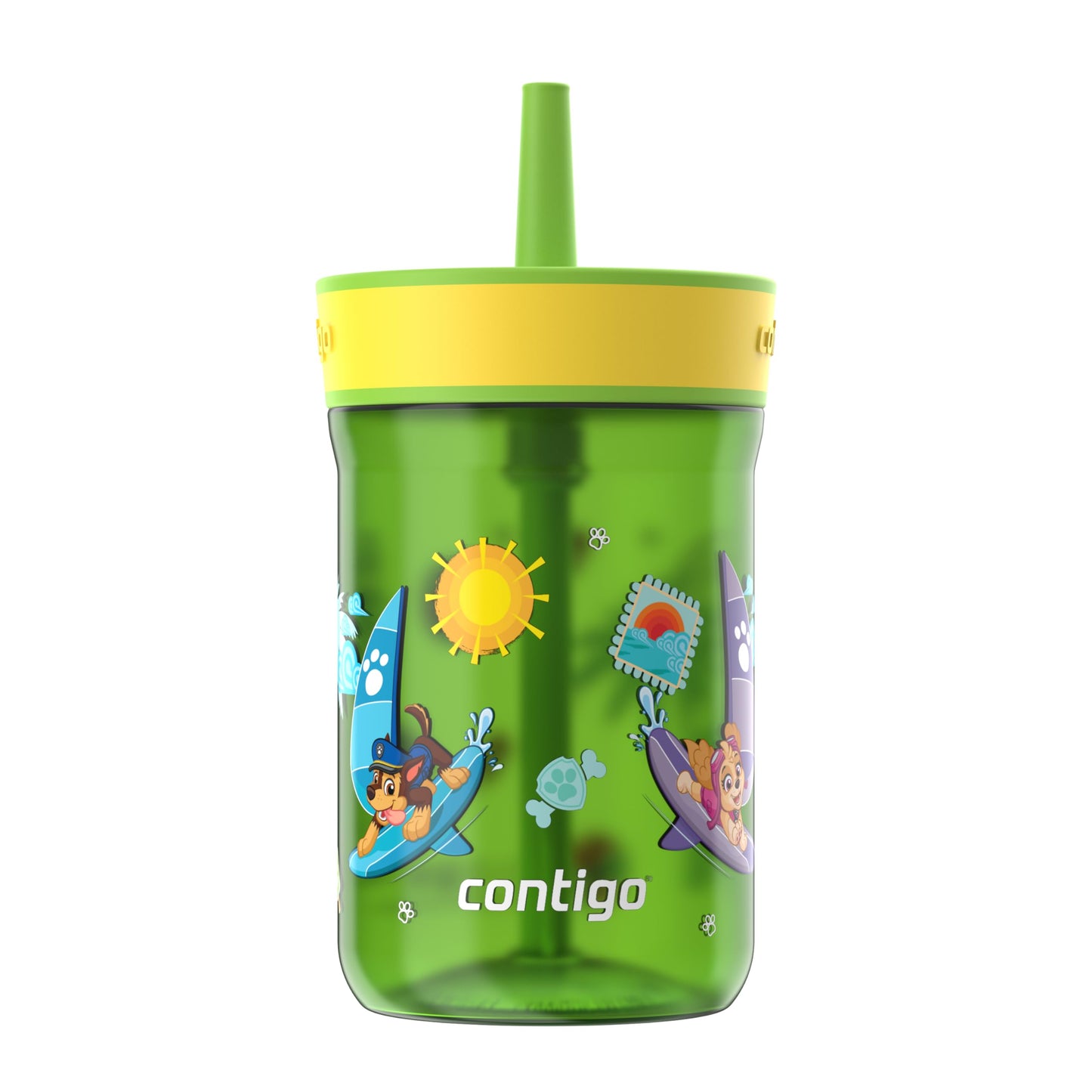 Contigo Leighton Tumbler with Straw, 14 oz, Cool Lime PAW Patrol (Color changing straw); Glacier PAW Patrol (Color changing body)