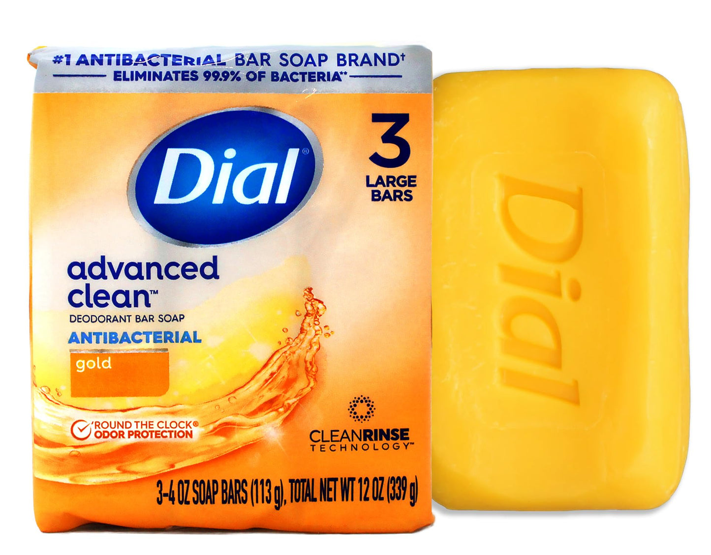 Antibacterial Soap Bars, Gold, 3 bars each, (Pack of 12)