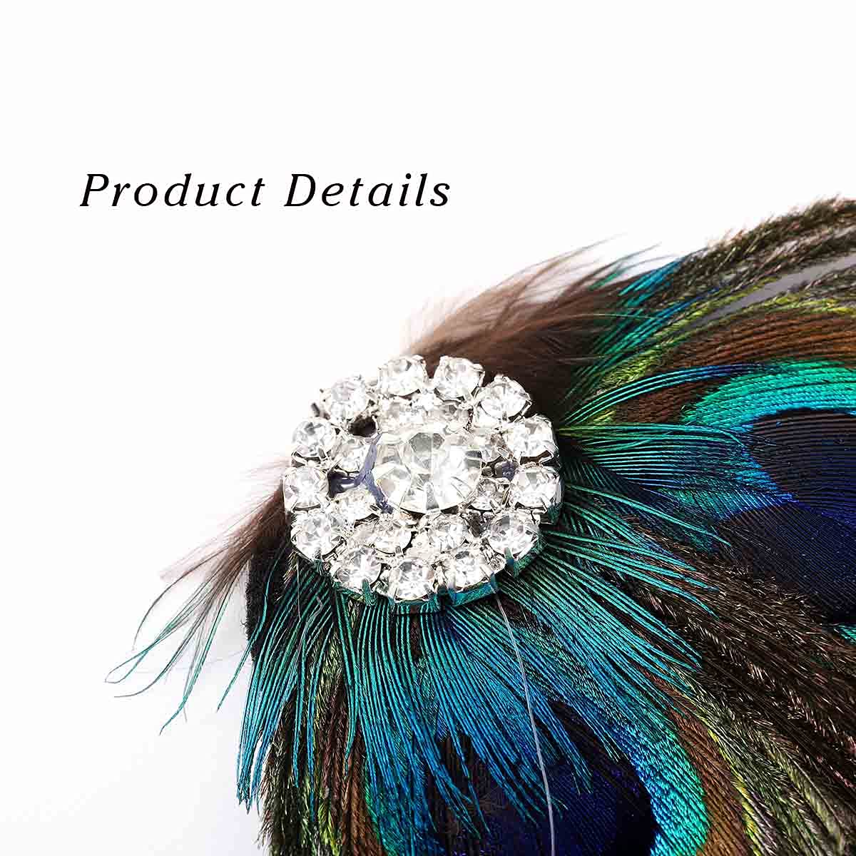 Acenail Boho Peacock Crystal Hair Accessory - Feather Hair Clips and Barrettes for Women and Girls