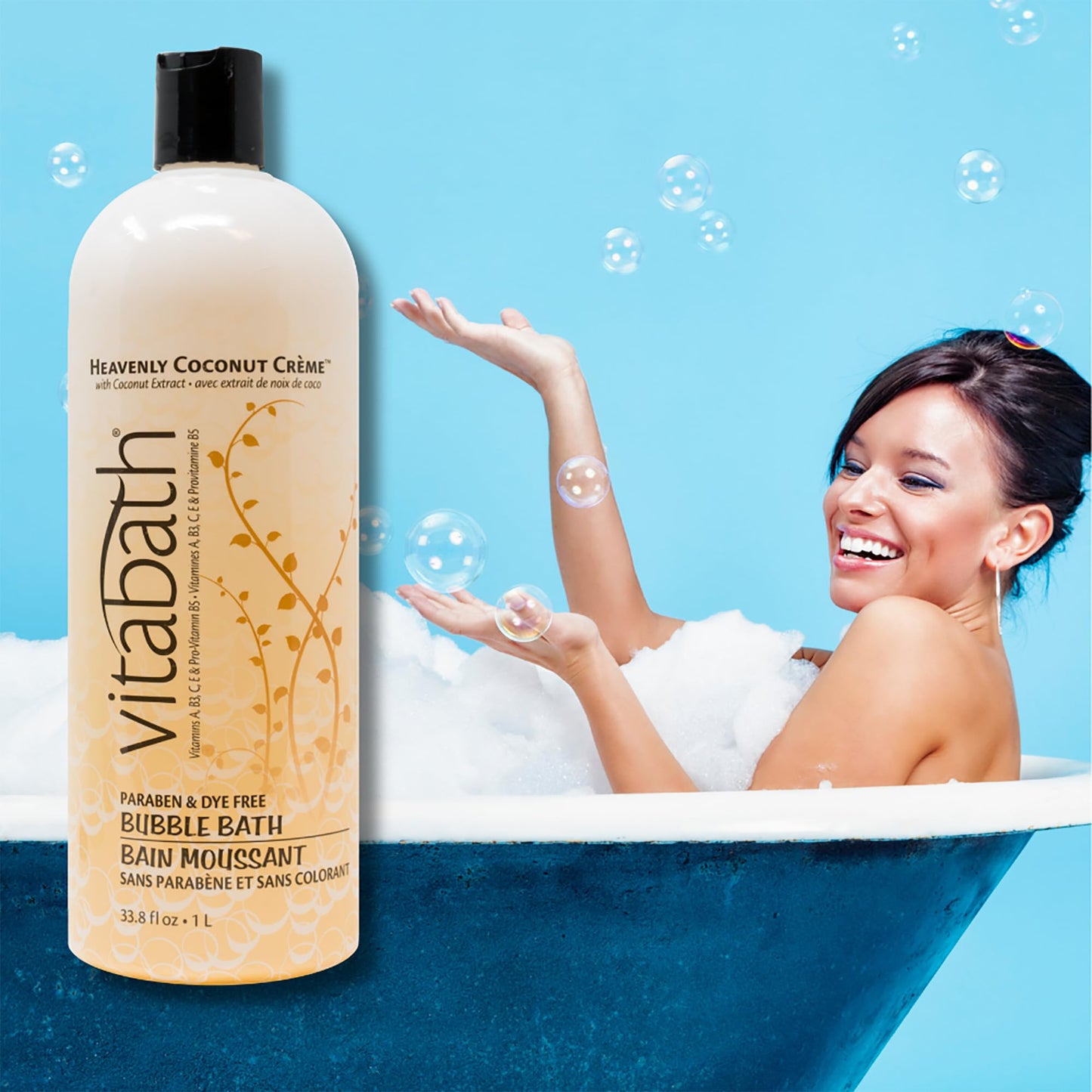 Vitabath Heavenly Coconut Crème Bubble Bath Rich Foaming Bubbly Soak & Relaxing Aromatherapy Moisturizing & Nourishing Indulgent Suds for Women & Men
