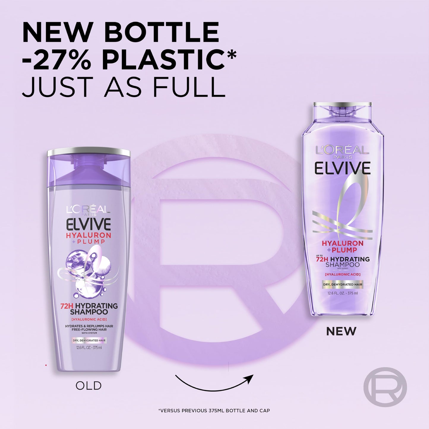 L'Oreal Paris Elvive Hyaluron Plump Hydrating Shampoo for Dehydrated, Dry Hair Infused with Hyaluronic Acid Care Complex, Paraben-Free, 12.6 Fl Oz