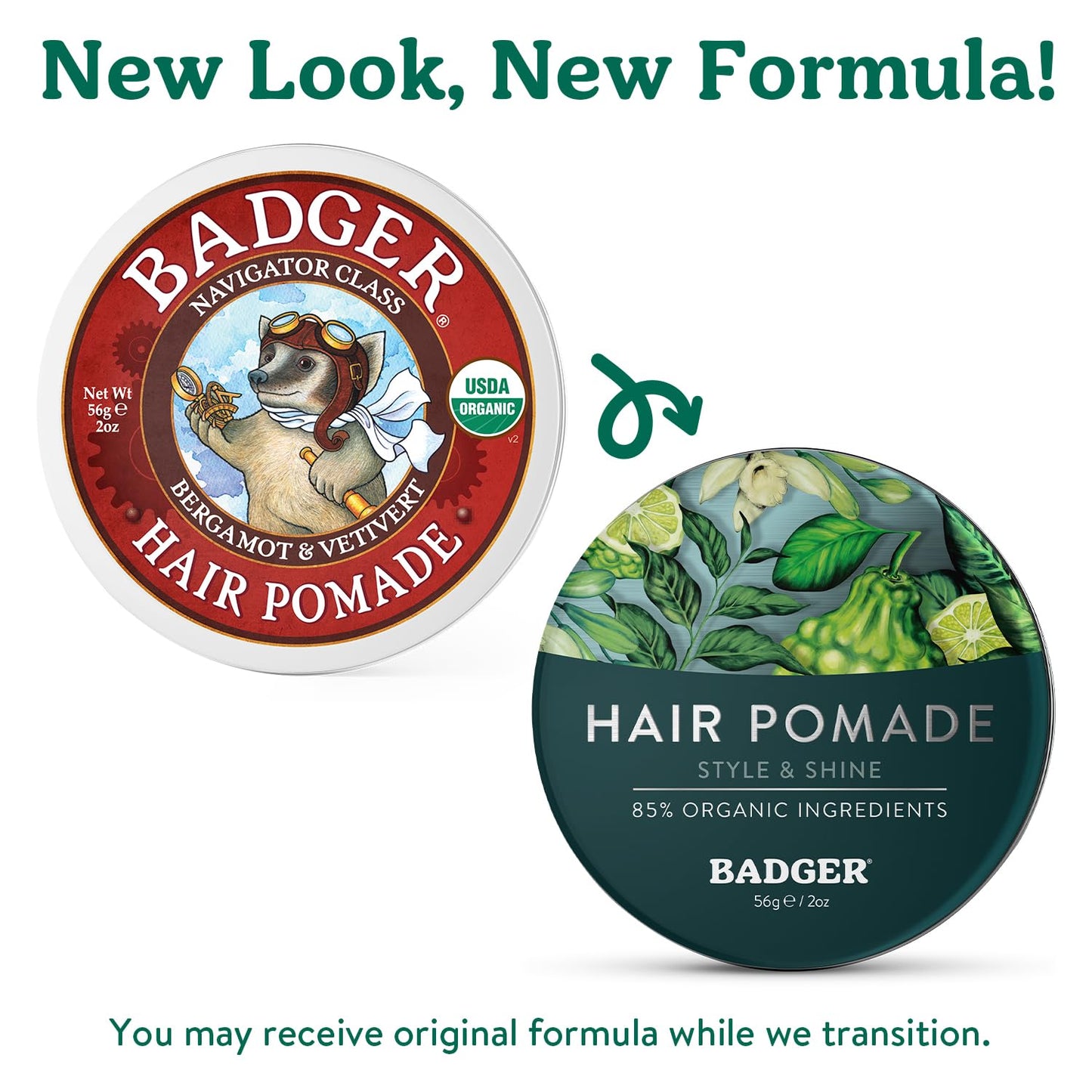 Badger Hair Pomade for Men, Organic, Easy to Use, Subtle Masculine Scent, Medium Hold Hair Pomade with Medium Shine Finish, Nourishes Hair & Scalp 2