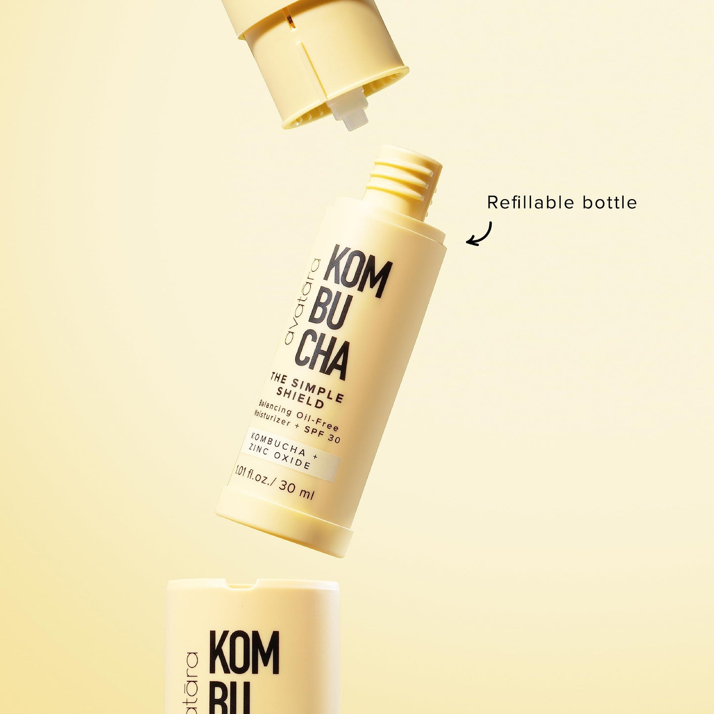 Avatara Kombucha The Simple Shield Face Sunscreen SPF – Zinc Oxide Mineral Moisturizer with BHA & Hyaluronic Acid, Teen Skincare, 1.01 fl oz