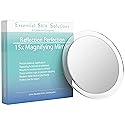 15X Magnifying Mirror - Use for Makeup Application - Tweezing - and Blackhead/Blemish Removal - 6 Inch Round Mirror with Three Suction Cups for Easy