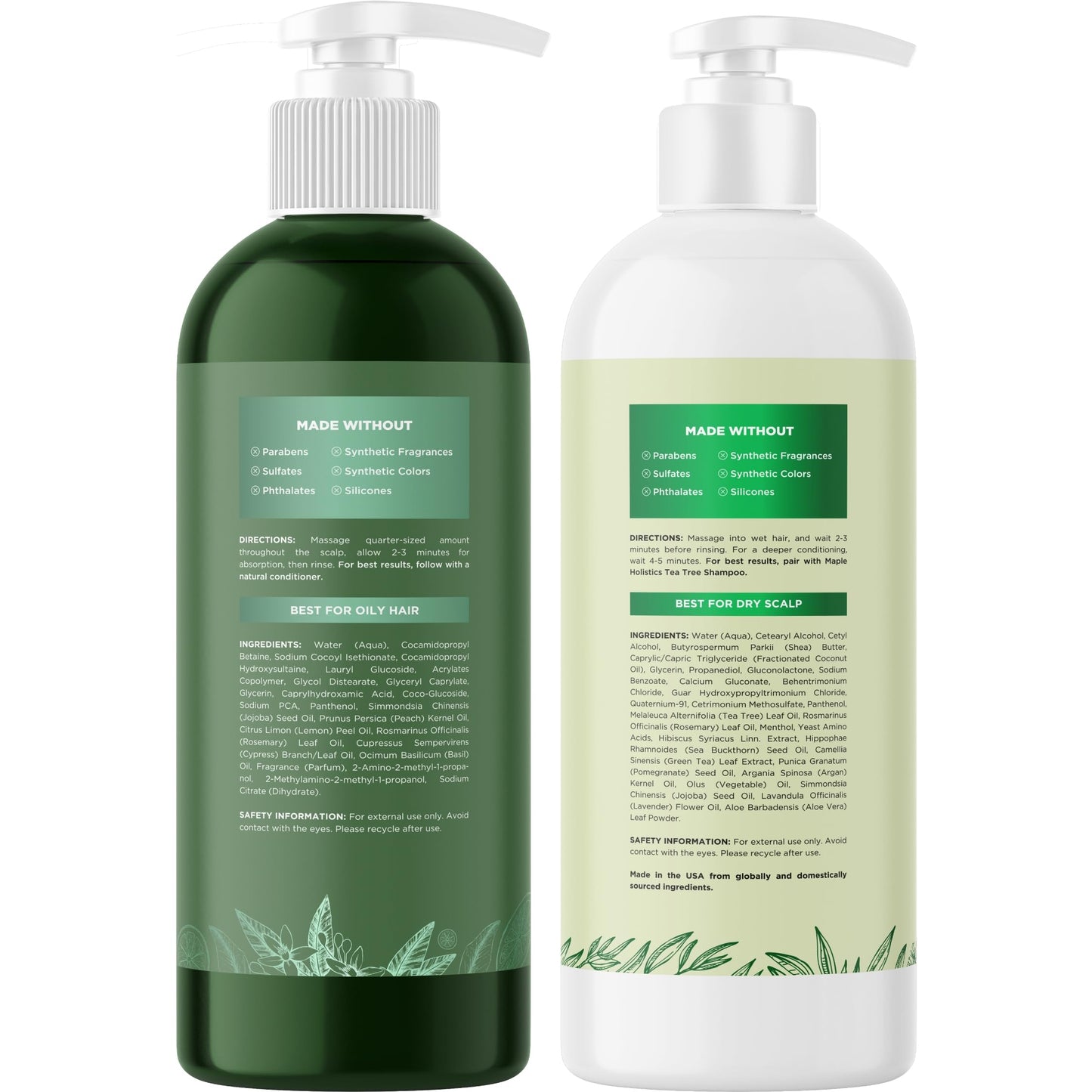Shampoo and Conditioner for Oily Hair and Scalp - Sulfate and Paraben Free Shampoo and Conditioner Set for Oily Hair with Deep Cleansing Tea Tree Oil