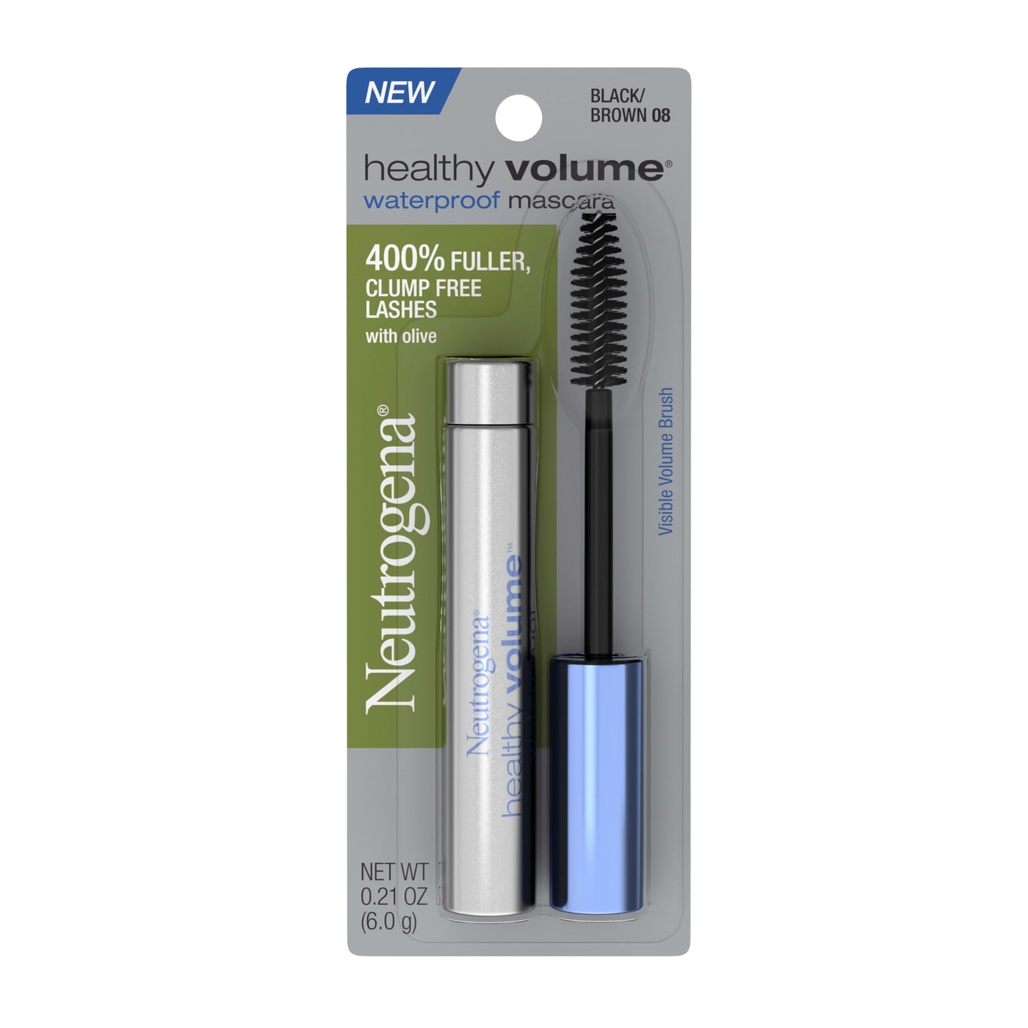 Neutrogena Healthy Volume Lash-Plumping Waterproof Mascara, Volumizing and Conditioning Mascara with Olive Oil to Build Fuller Lashes, Clump-, Smudge