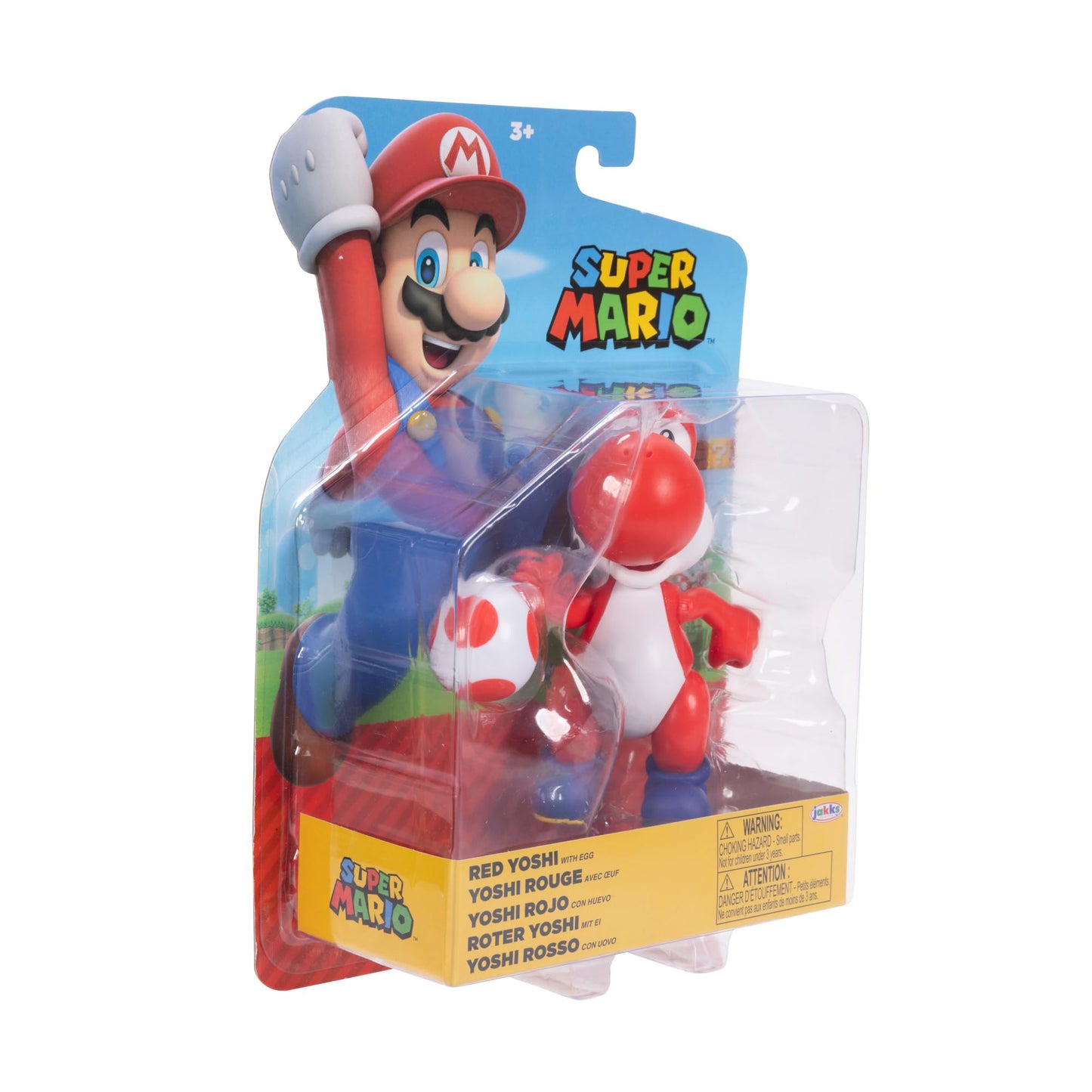 Nintendo Super Mario 4-Inch Red Yoshi Poseable Figure with Red Egg Accessory. Ages 3+ (Officially licensed)
