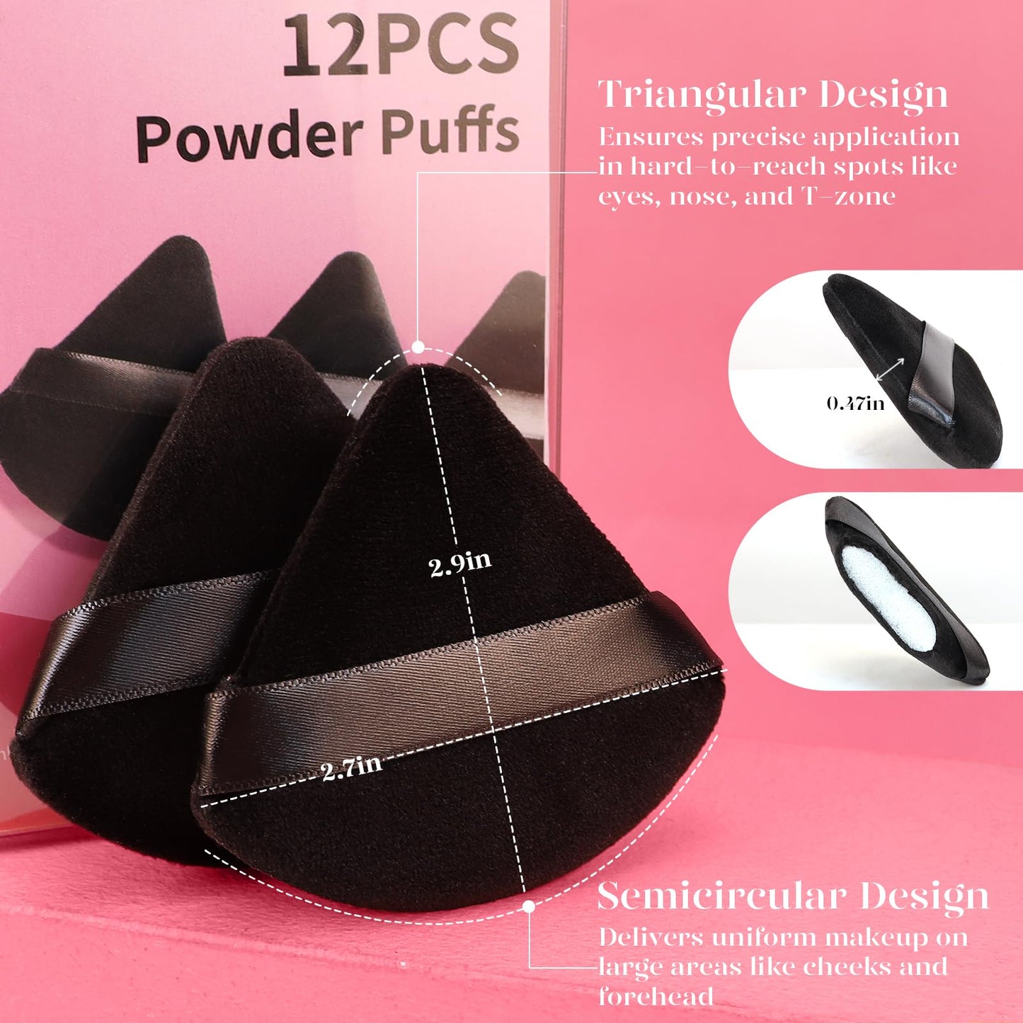 BEAKEY Powder Puff, 12pcs Face Triangle Powder Puffs for Loose & Foundation Beauty and Personal Care BEAKEY