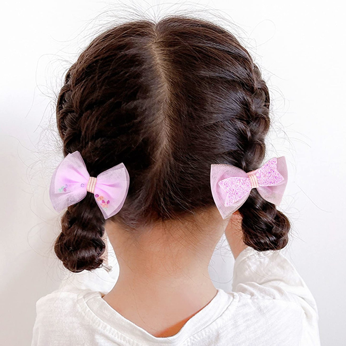 Tulle Glitter Hair Bows for Girls, BETITETO 15 Pieces Cute Handmade Flower Rhinestone Alligator Hair Clips Non-slip for kids Women