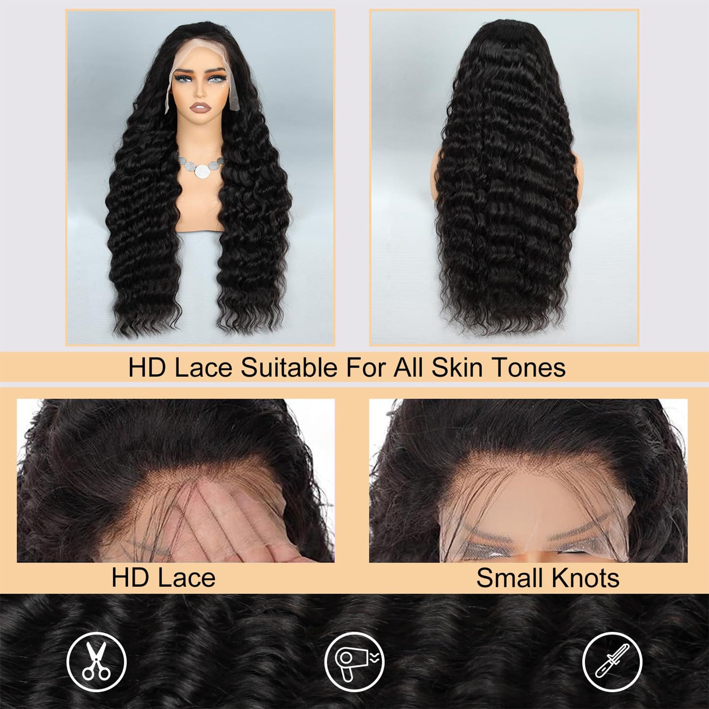 Loose Wave Lace Front Wigs Human Hair 200% Density 13x4 HD Transparent Loose Deep Wave Lace Frontal Wigs with Baby Hair Pre Plucked 12A Brazilian