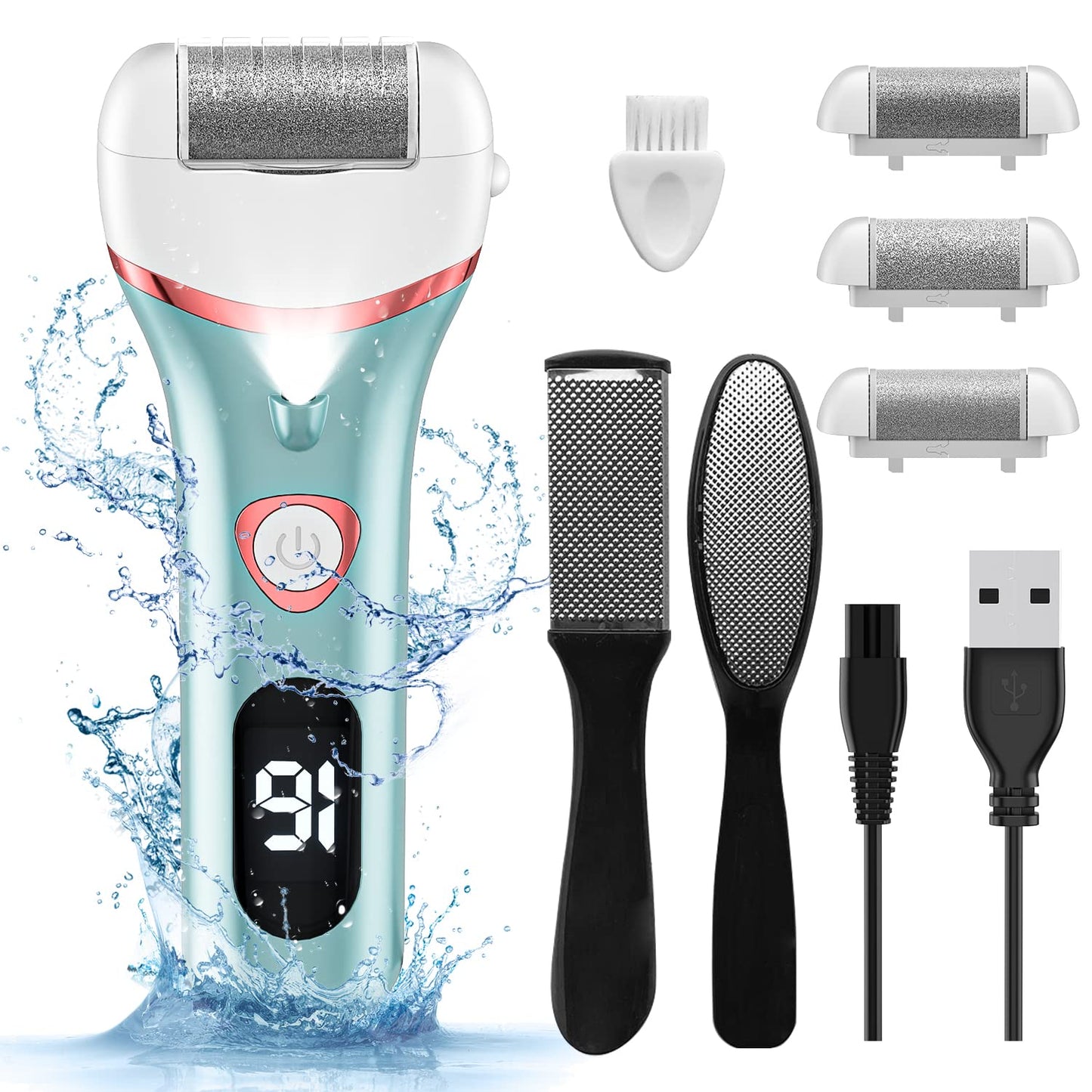 Electric Foot Callus Remover, Rechargeable Portable Electronic Foot File Pedicure Kits, Waterproof Foot Scrubber File, Professional Pedicure Tools