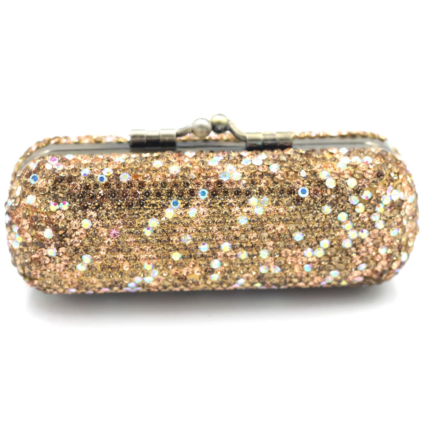 Bestbling Bling Rhinestone Crystal Lipstick Case Holder Organizer bag Cosmetic Storage for Women's Lipstick Jewelry Kit (Gold)