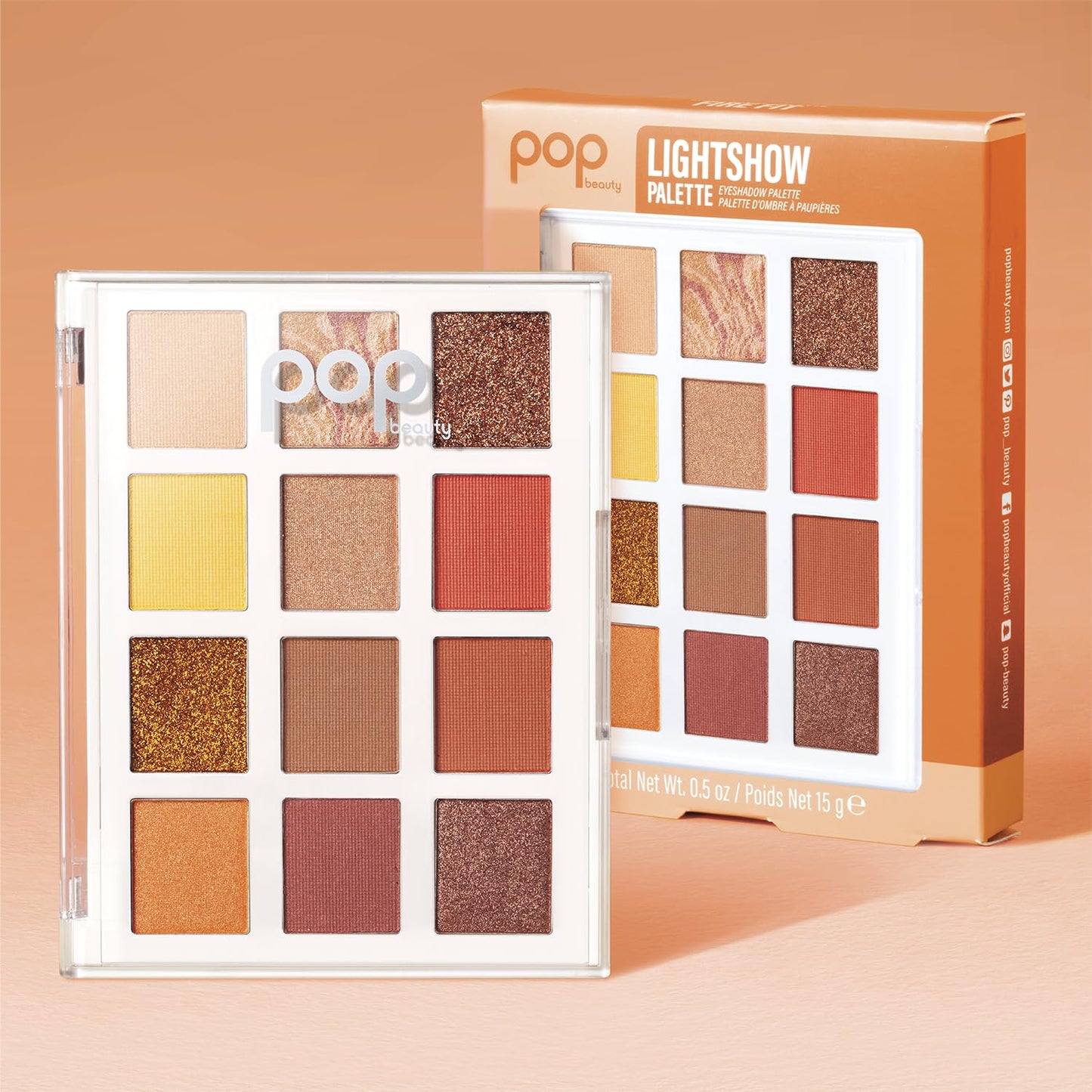 POP Beauty LIGHTSHOW PALETTE | FIRE FIT - Eyeshadow Palette, 12 Shades, Complementary Colours, Multi-Textured, Richly-Pigmented | Matte, Metallic