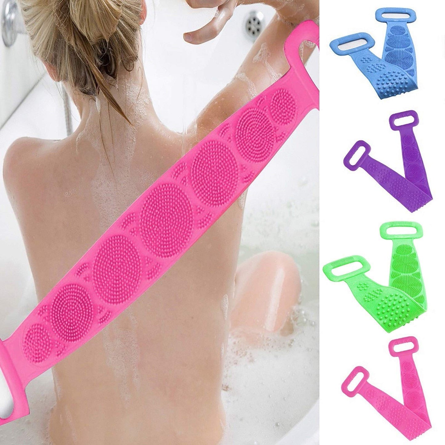zxb-shop Body Scrub Towel 70cm Silicone Shower Brush Bath Shower Wash Body Belt Bath Towel Exfoliating Back Brush Exfoliating Wipes (Color : A) Beauty and Personal Care zxb-shop