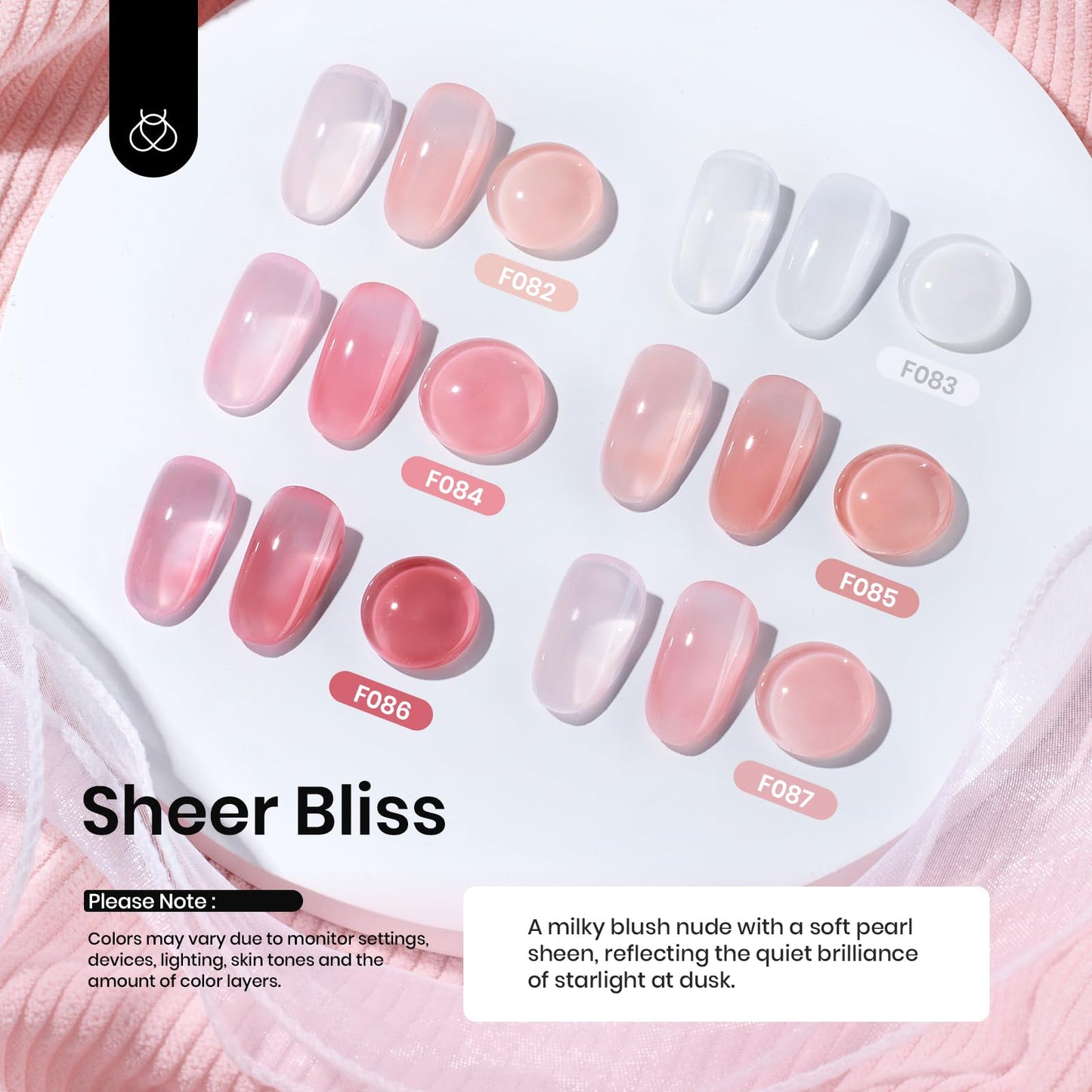 Beetles Rubber Base Builder Nail Gel Set 6 Colors 7.5ml 5 in 1 Gel Beauty and Personal Care beetles Gel Polish