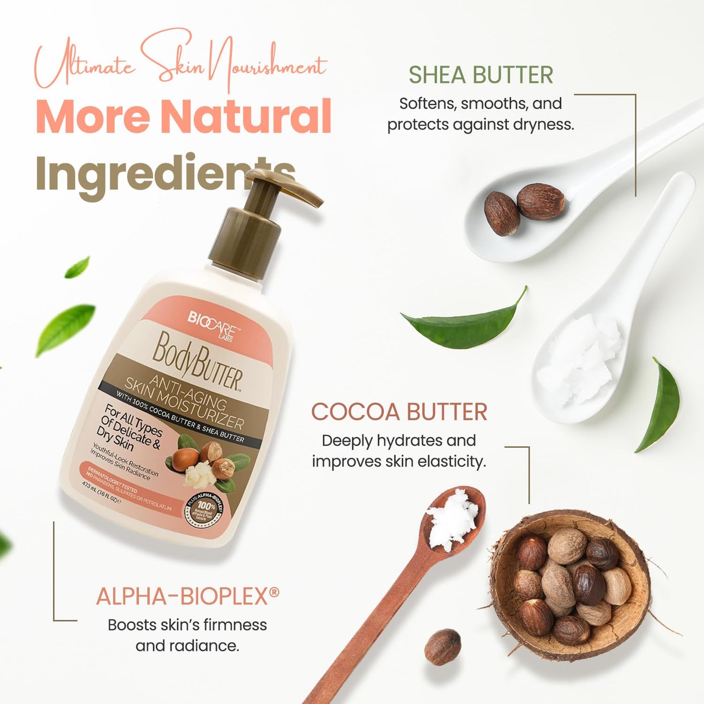 Biocare Body Butter - Infused with Cocoa Butter & Shea Butter plus Alpha-Bioplex for Youthful-Looking, Radiant Complexion, Hydrated, Smoother, Firmer