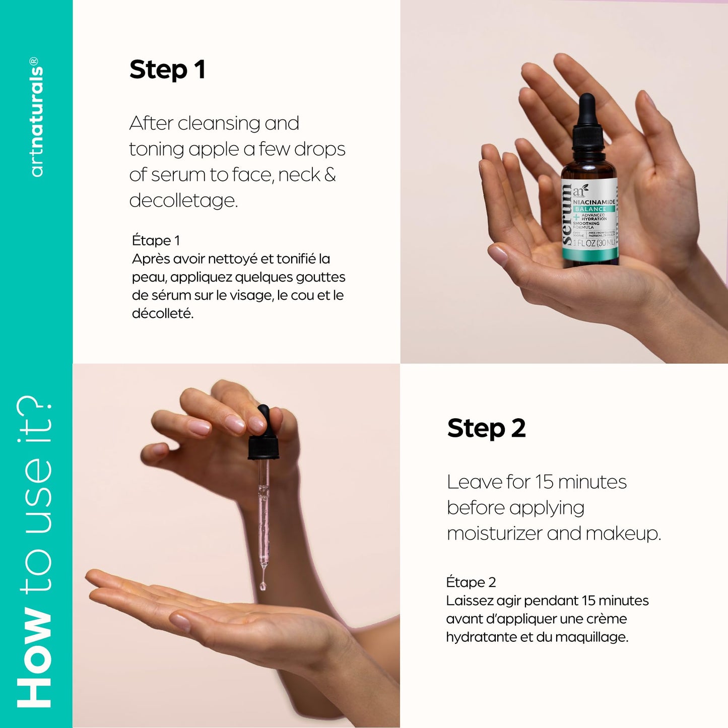 ArtNaturals Hyaluronic Acid Serum - Anti- Aging Facial Serum, Natural Moisturizer w/Vitamin C Serum & Vitamin E - for Skin Care - Reduce Wrinkles