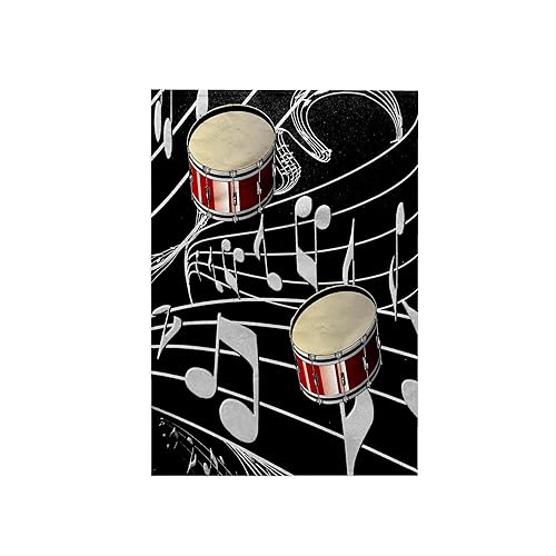 3D Rose Red Drums On Music Notes TWL_38199_1 Towel, 15" x 22"
