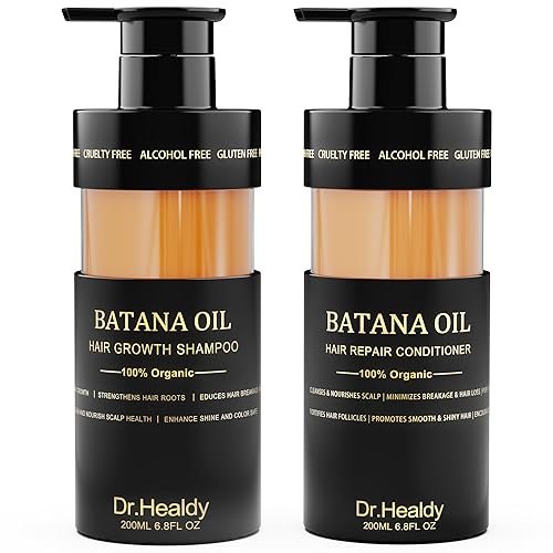 Dr. Healdy Batana Oil Shampoo and Conditioner Set - for Hair Growth,Thickening & Hydration,Sulfate Free - Fights Hair Loss & Clarifies Scalp -Root