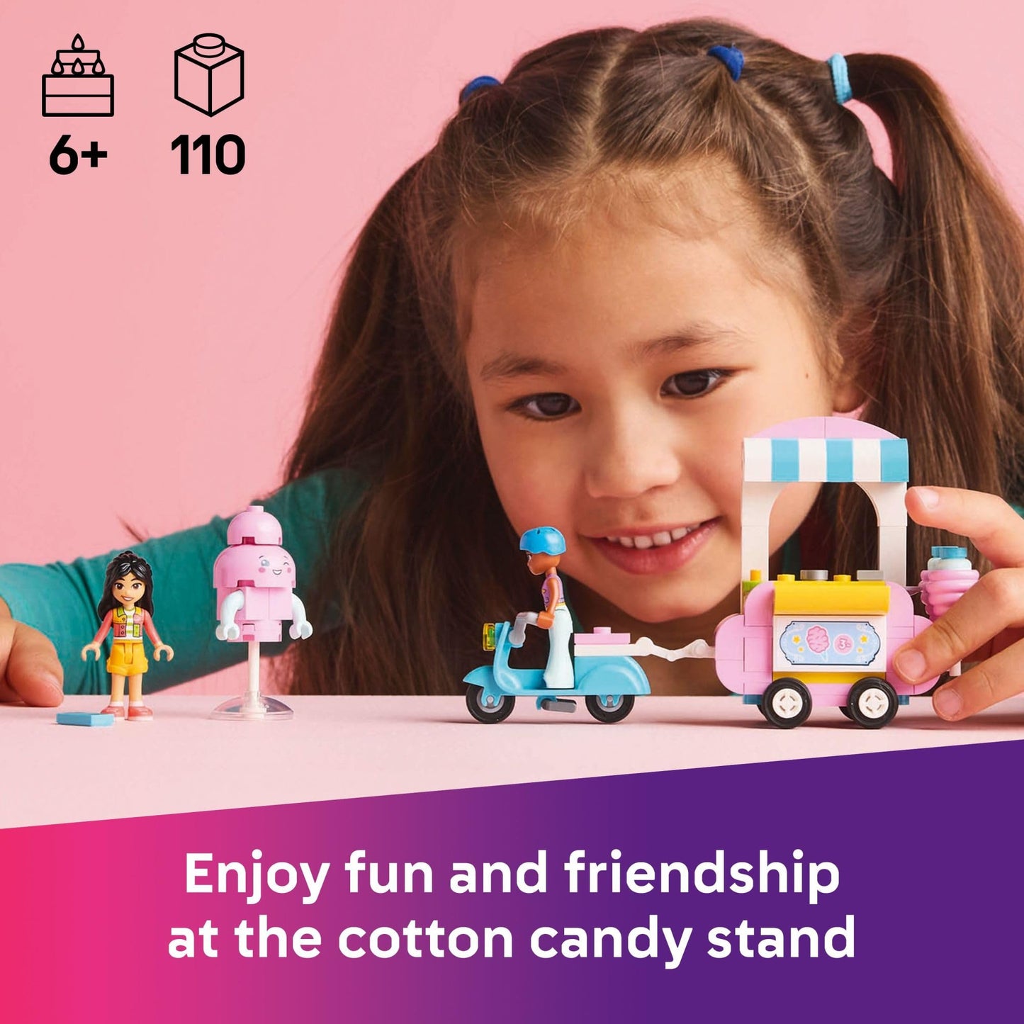 LEGO Friends Cotton Candy Stand & Scooter Set – Toy for Kids Ages 6+ with 2 Mini-Dolls & Accessories – 42643