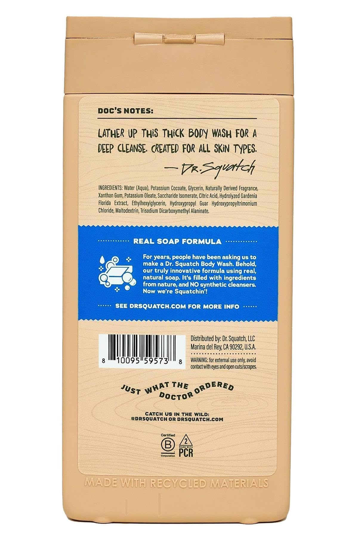 Dr. Squatch Men Natural Non-Exfoliating Body Wash Fresh Falls 14 fl oz